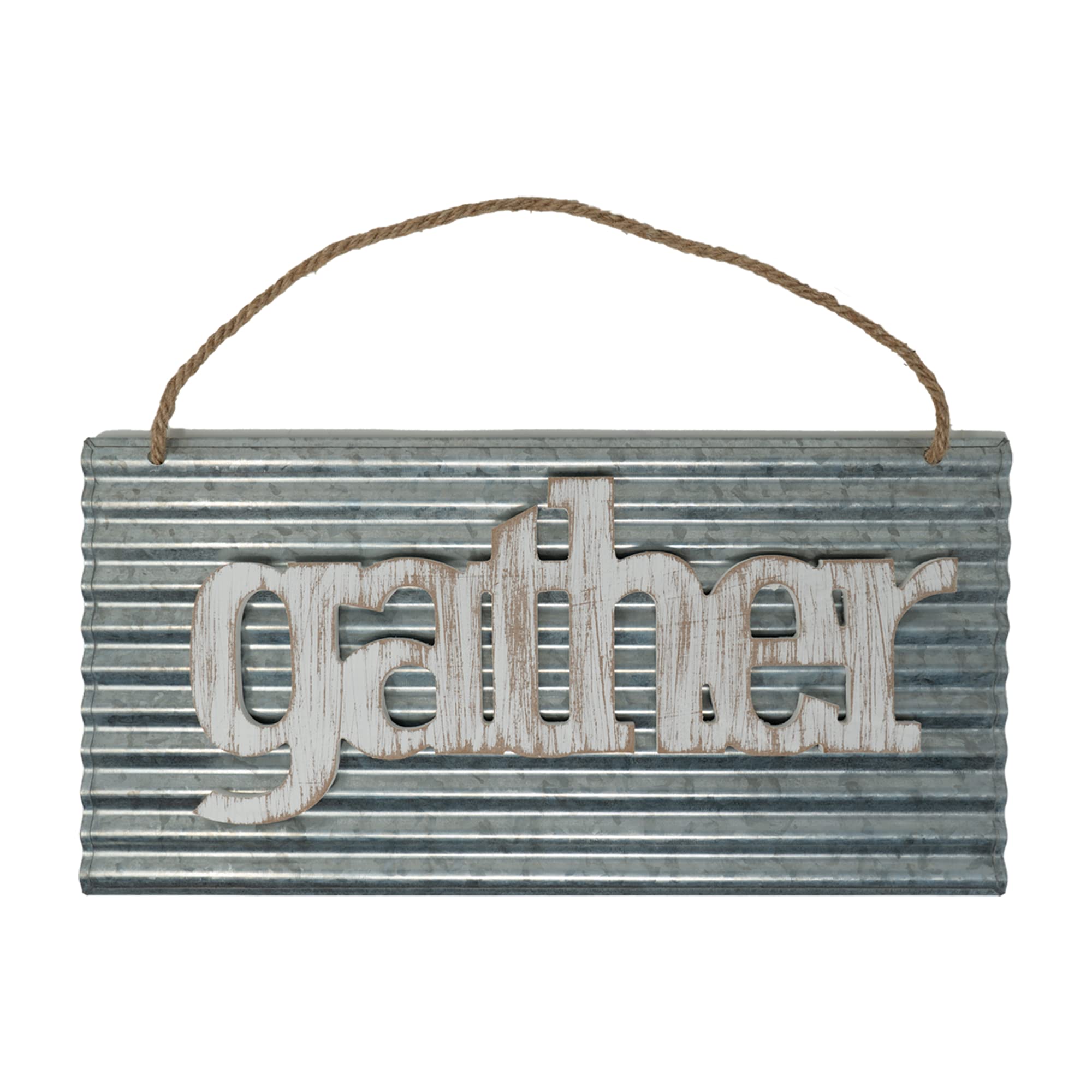 Señal galvanizado para decoración del hogar, letrero rústico vintage con letras metalicas decoración, decoración de pared con letras blancas lavadas y colgador de cuerda rústico, por Exultimate