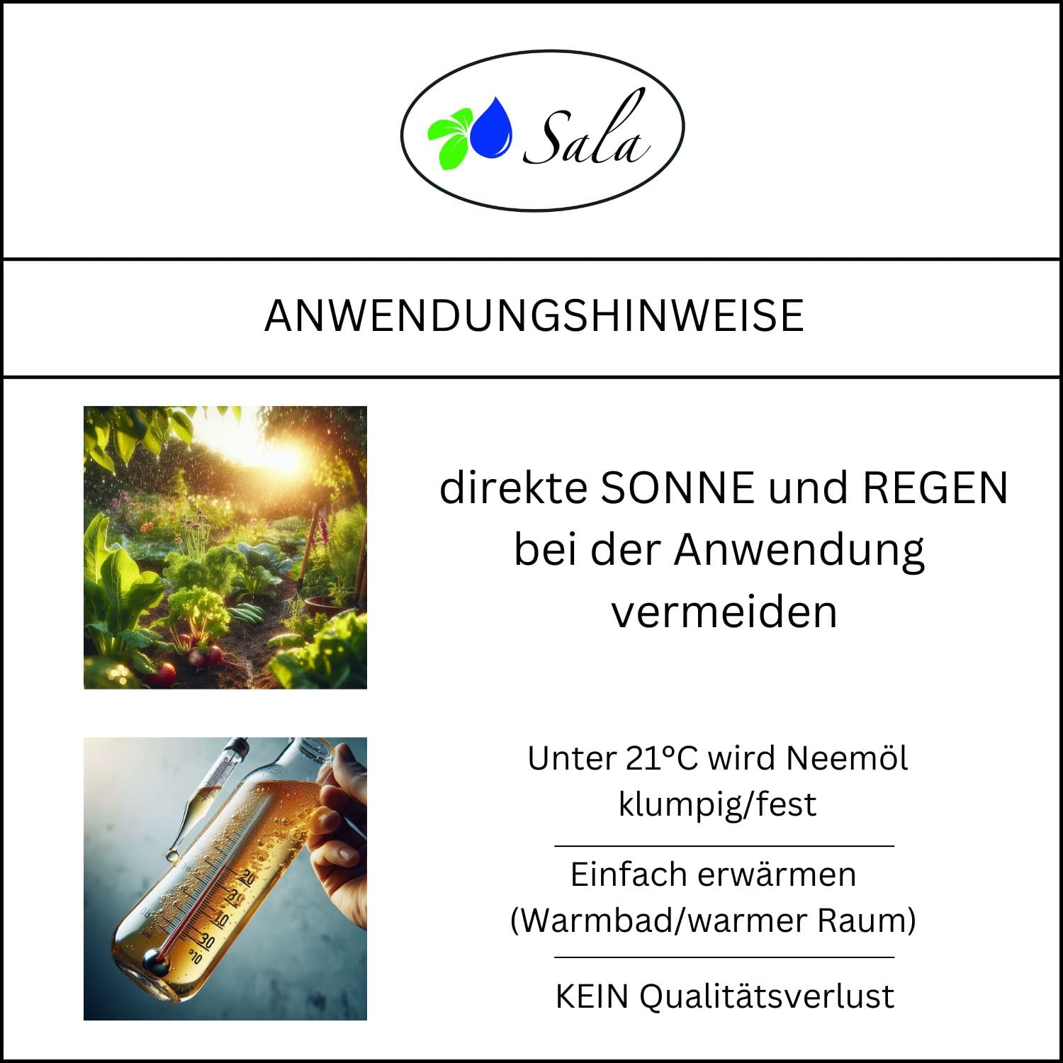 Sala Bio-Neemöl kaltgepresst mit Salamul Emulgator fertig gemischt 250 ml PET Flasche