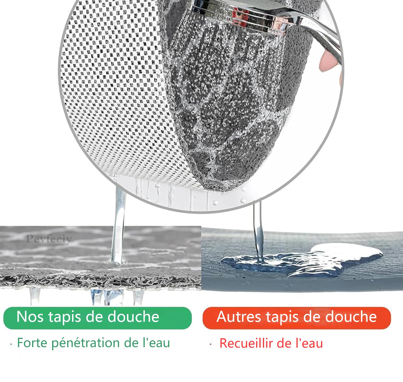 Pedana doccia antiscivolo 90x140 Modello bagno Tappeto doccia antiscivolo Morbido e confortevole PVC Adatto bagni moderni, Alta permeabilità all'acqu