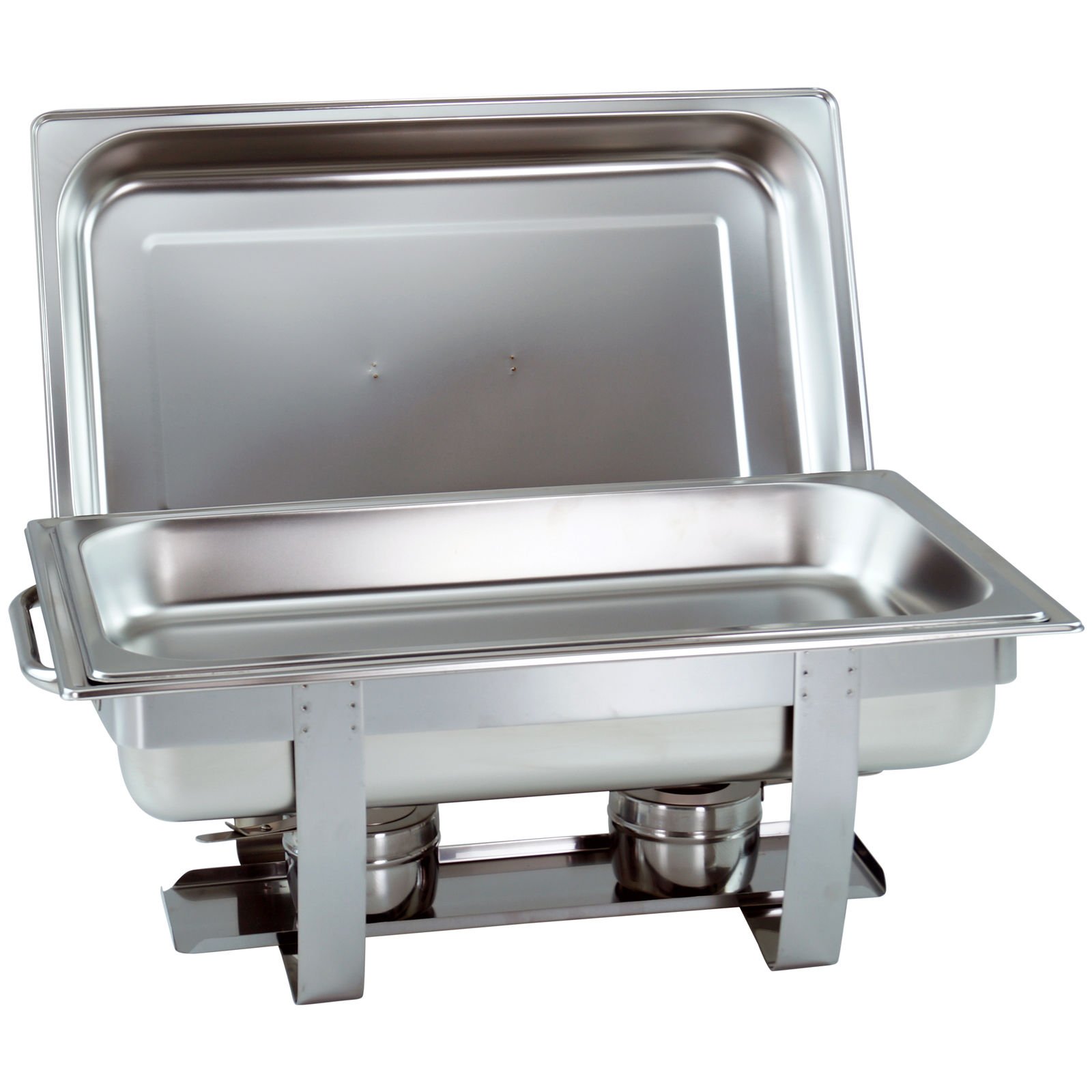 Juego de 3 Calentador de Platos Chafing Dish con depósito de 1/1 GN 65 mm de Profundidad apilable con Tiradores Redondos