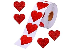 500PCS Valentines Glitter Red Heart Stickers, Let Love Ignite!