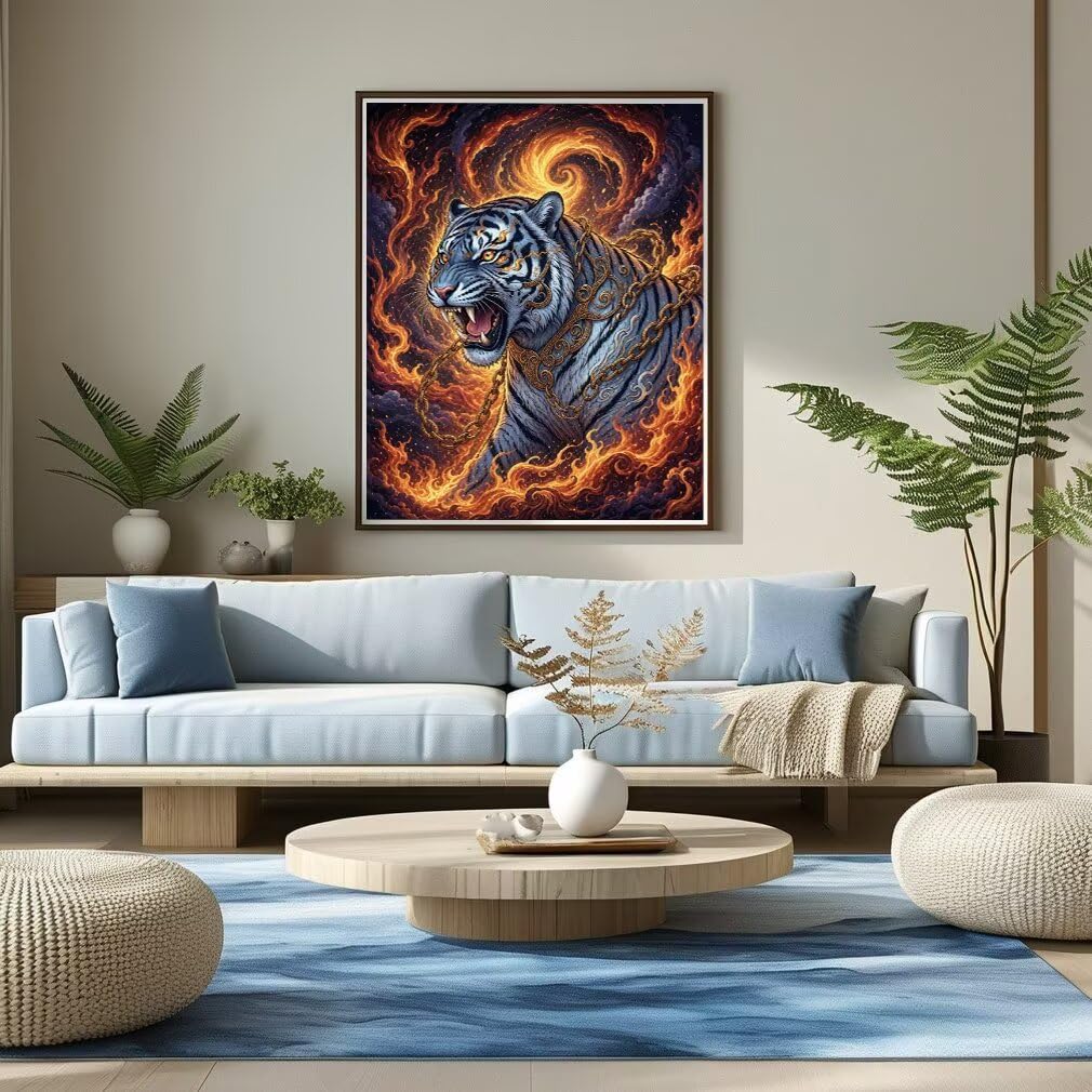 Diamond Painting Tigre, Manualidad Creativa y Relajante 100x130cm C8-136
