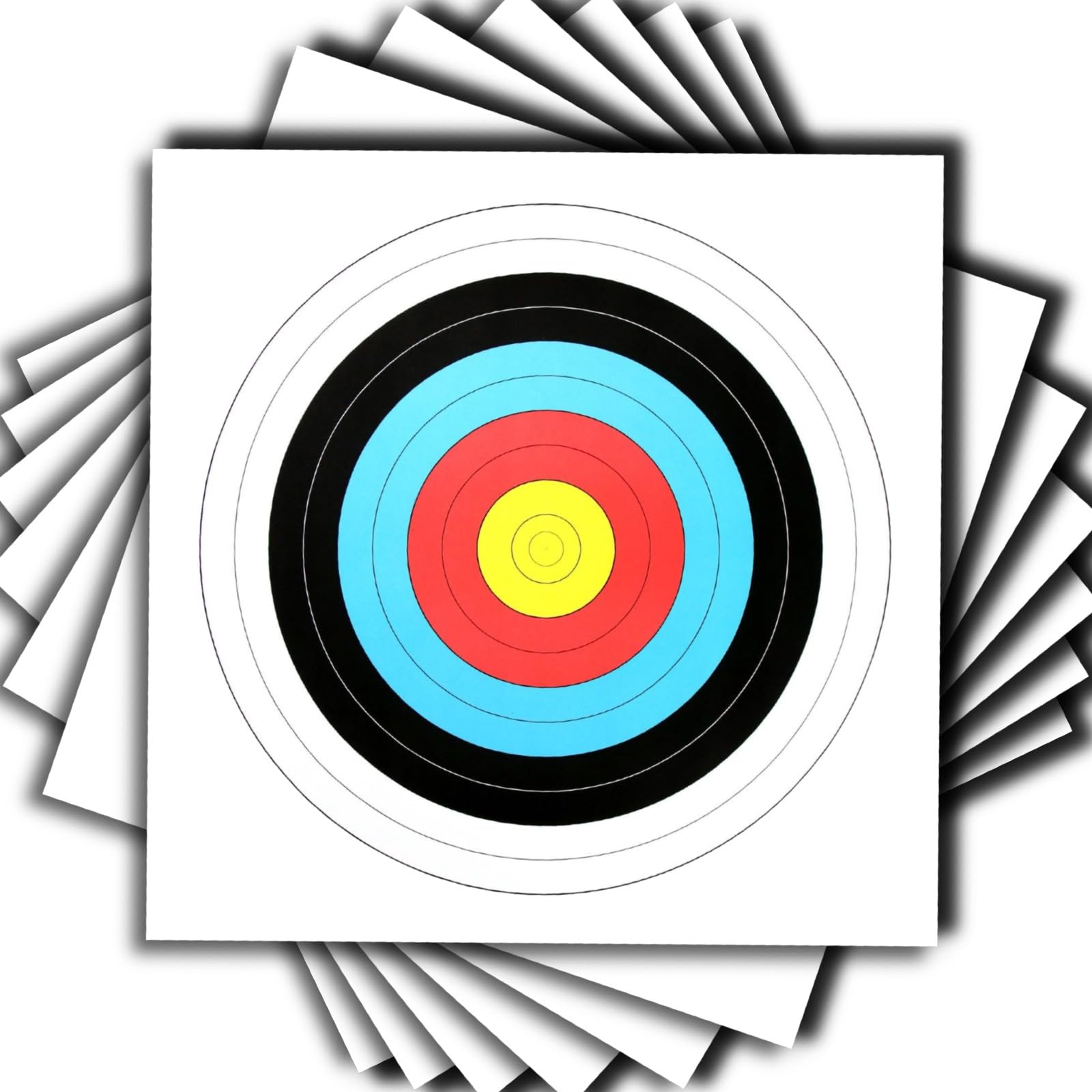 20 Stück Zielscheibenauflage nach FITA Abmaßen, Ø 60cm | Bogenschießen Zielscheibe Auflage 60x60 cm, 10 Ring Zielpapier für Jagd & Training Schießen