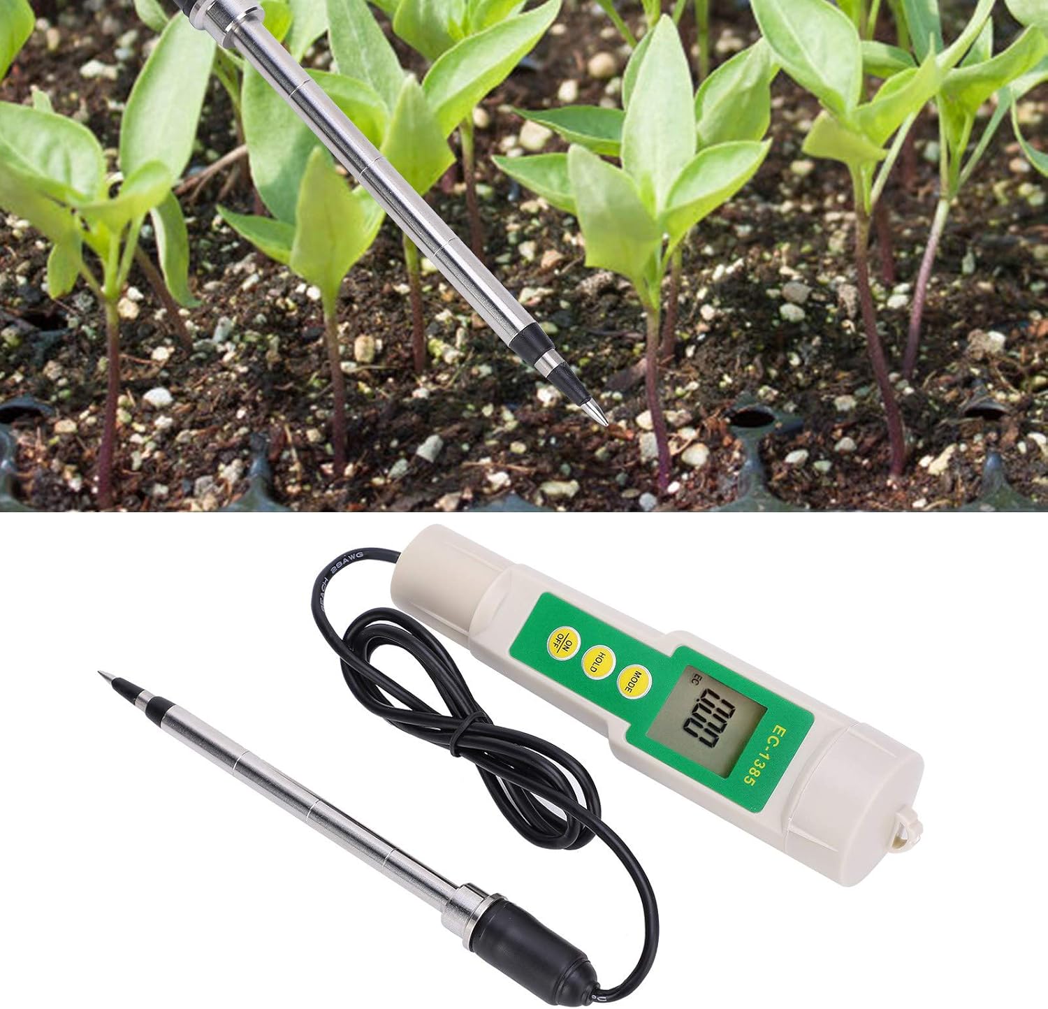 LiebeWH EC‑3185 Soil Test Kit 3 in 1 EC CF TDS Salinity Meter with Electrode Induction Test Probes and Display Screen for Garden Horticultural