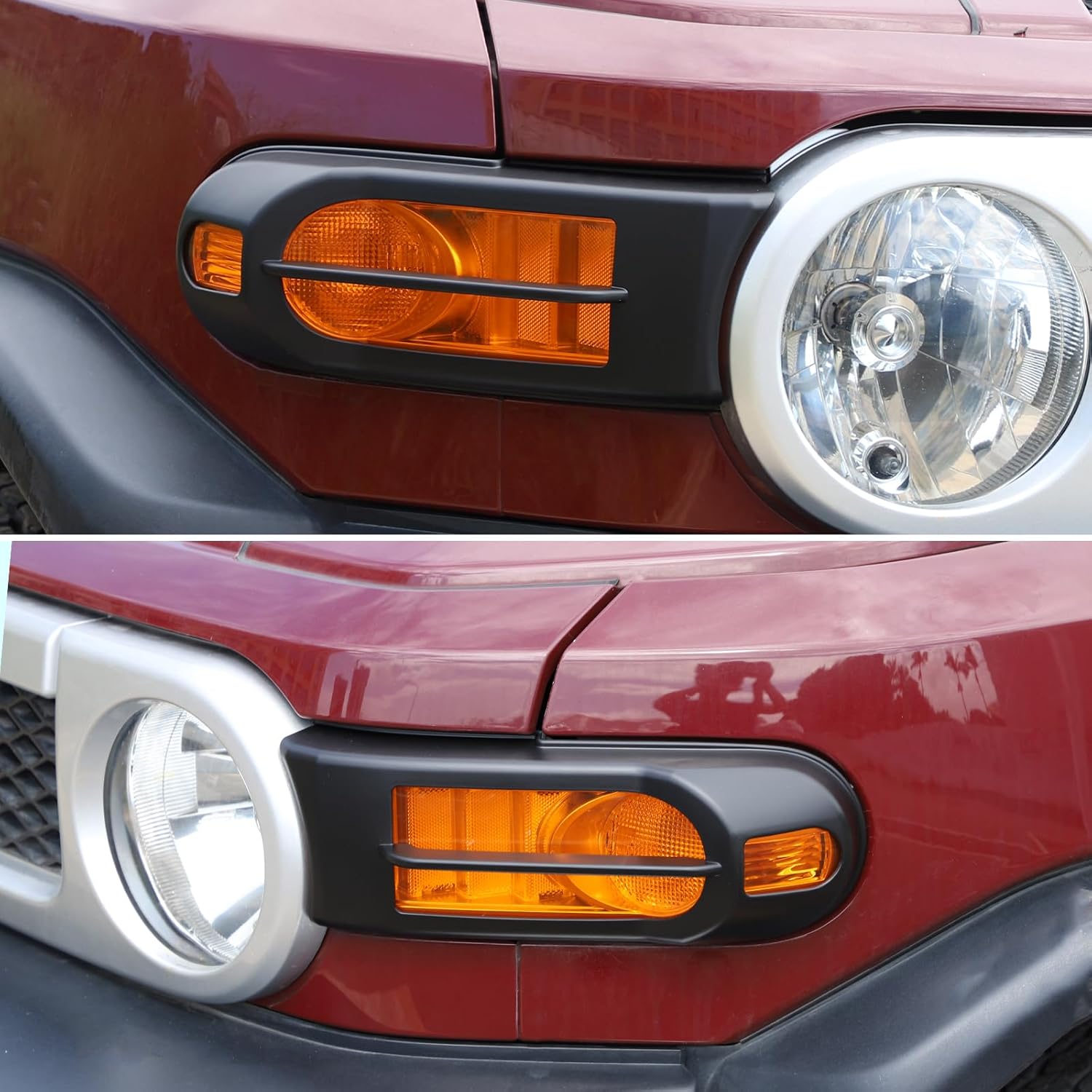 HAPPYHORSE Front Fog Light Cover Trim Compatible with Toyot@ FJ Cruiser 2007-2024，ABS Car Front Fog Light Lamp Protection Cover Accessories