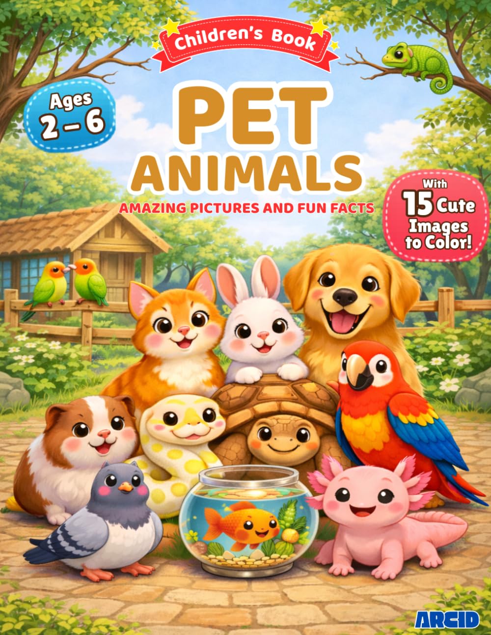 Pet Animals - Amazing Pictures and Fun Facts plus Coloring Pages: Cute Pet Animals Learning and Coloring Book for Children’s Age 2 - 6