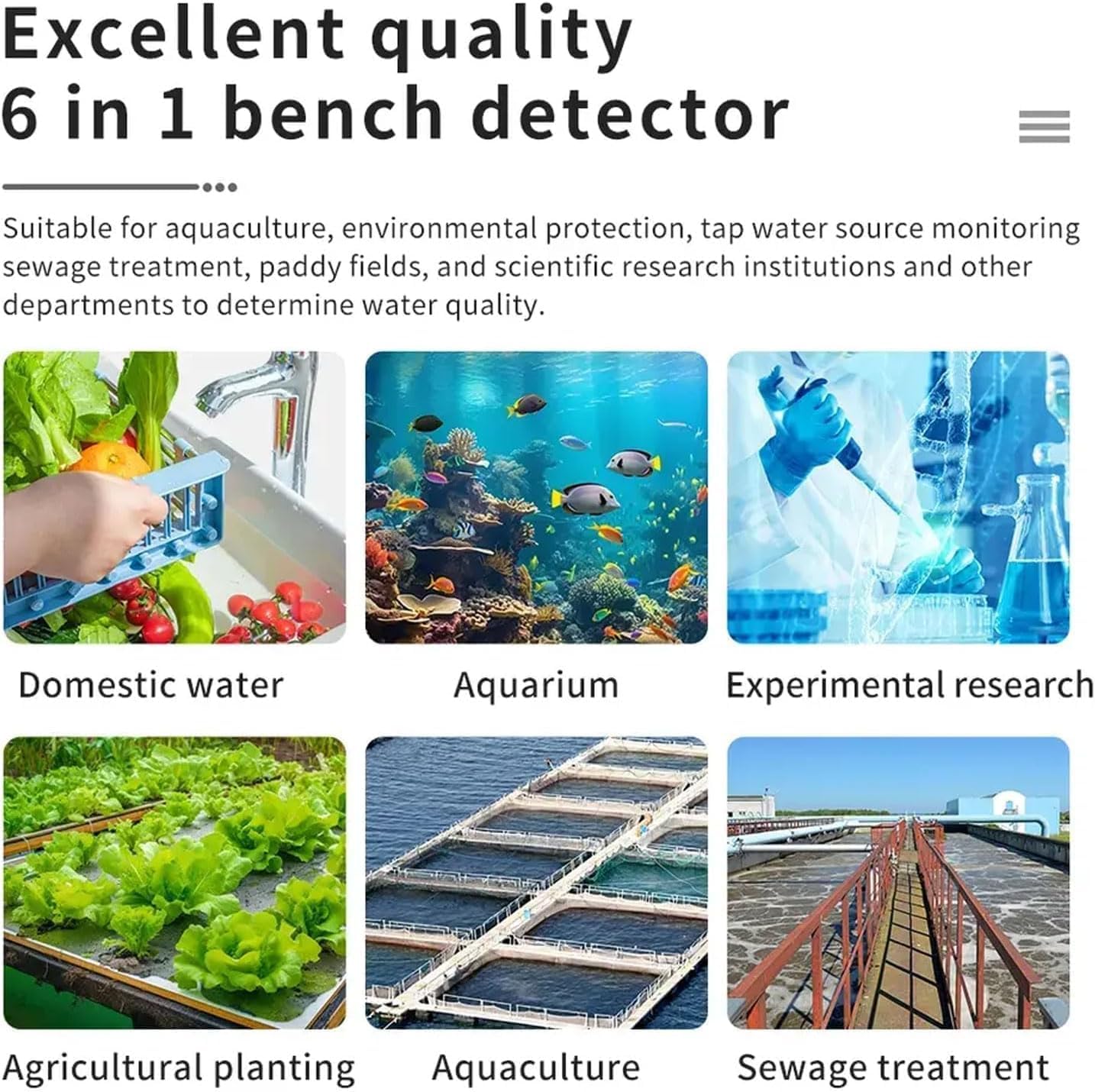 Cyfrowy zestaw pH z kompensacją temperatury, przechowywanie danych do akwarium, laboratorium, rolnictwa, rybołówstwa - narzędzie testowe 6 w 1