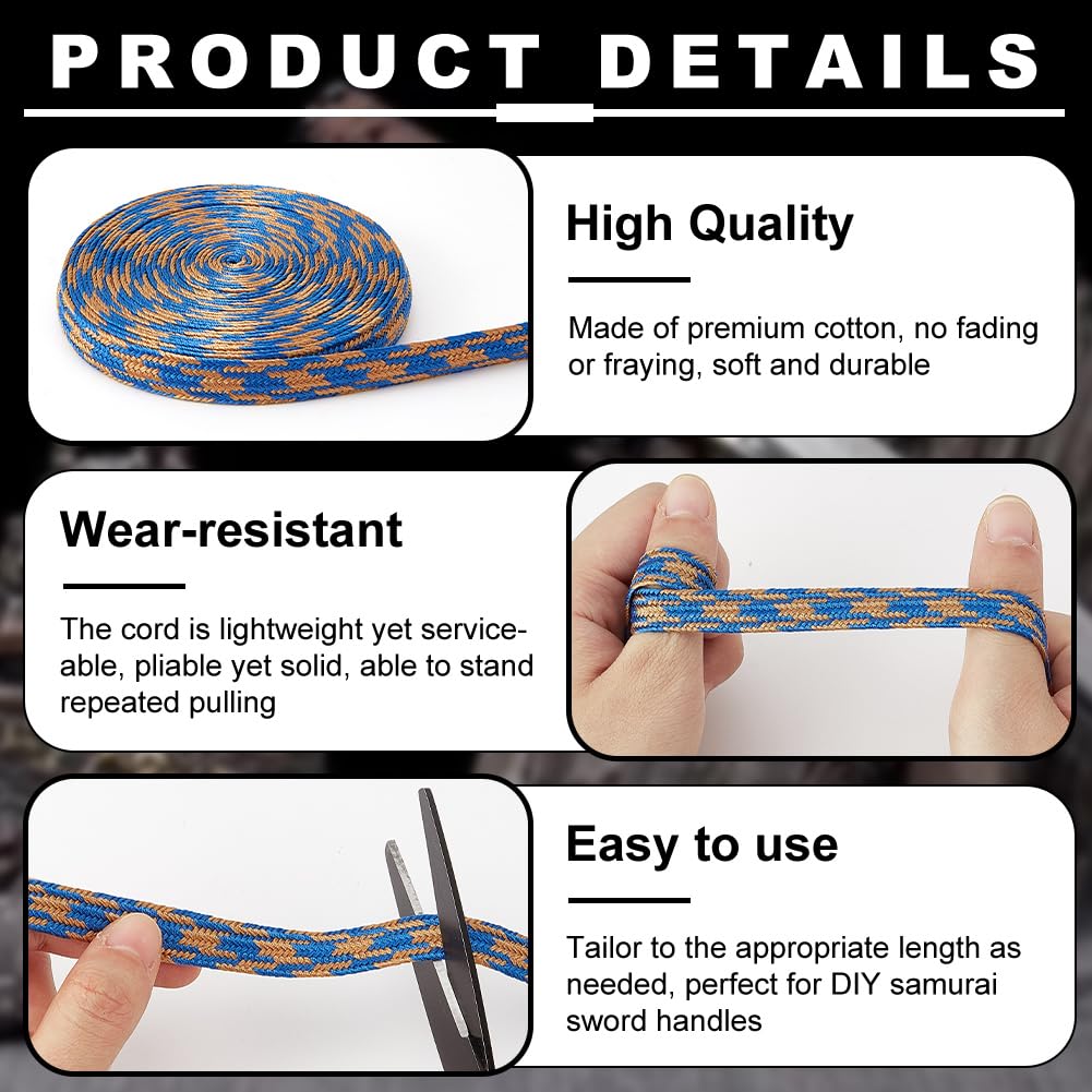 Corda Sageo Blu Per Katana - Cotone Per Impugnatura Spade Giapponesi, 5 Metri - Foto 2