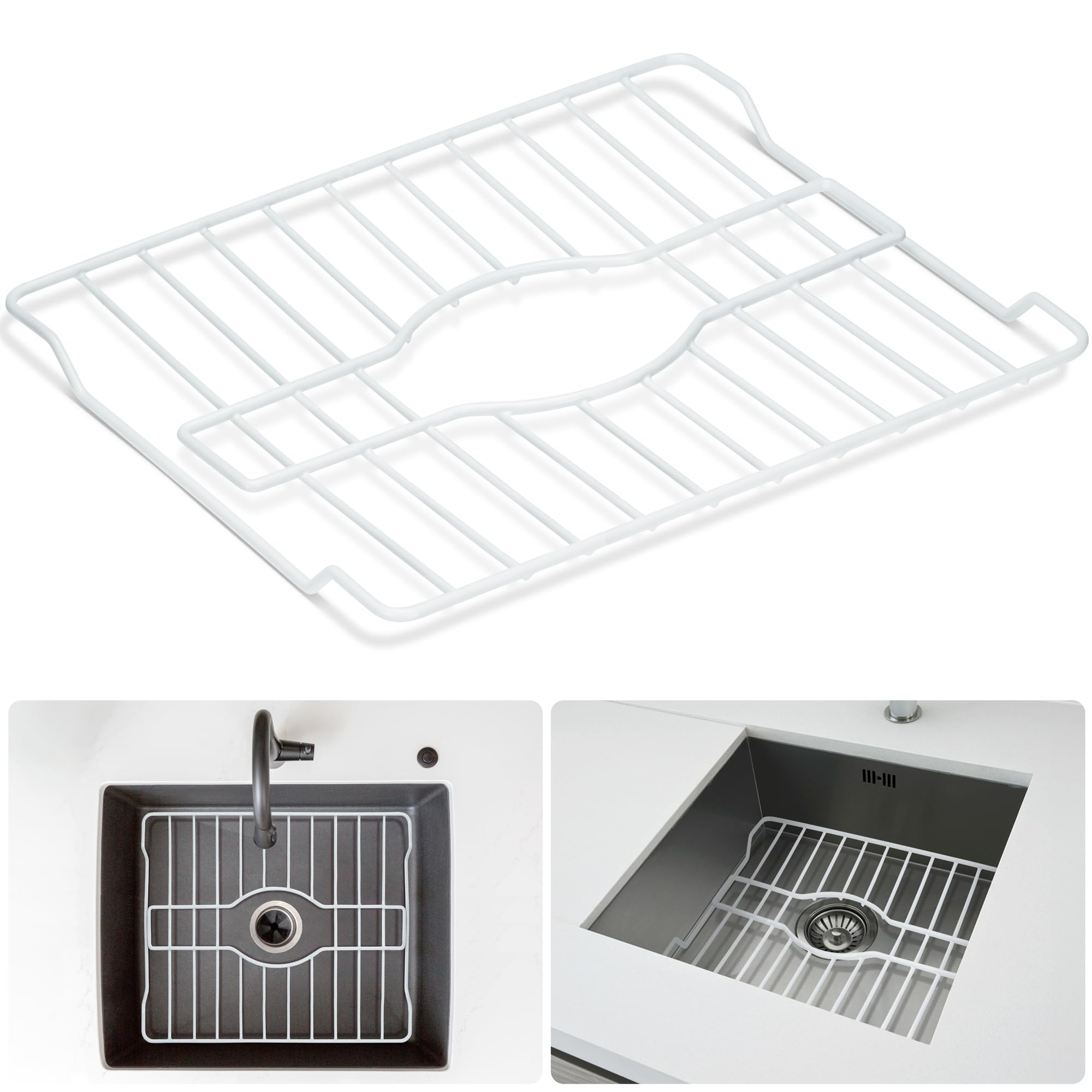 DecorRack Sink Protector & Drying Rack - 16 X 13 Inch Chrome Metal Sink Grate, Dishwasher Safe (2 Pack) - View #2
