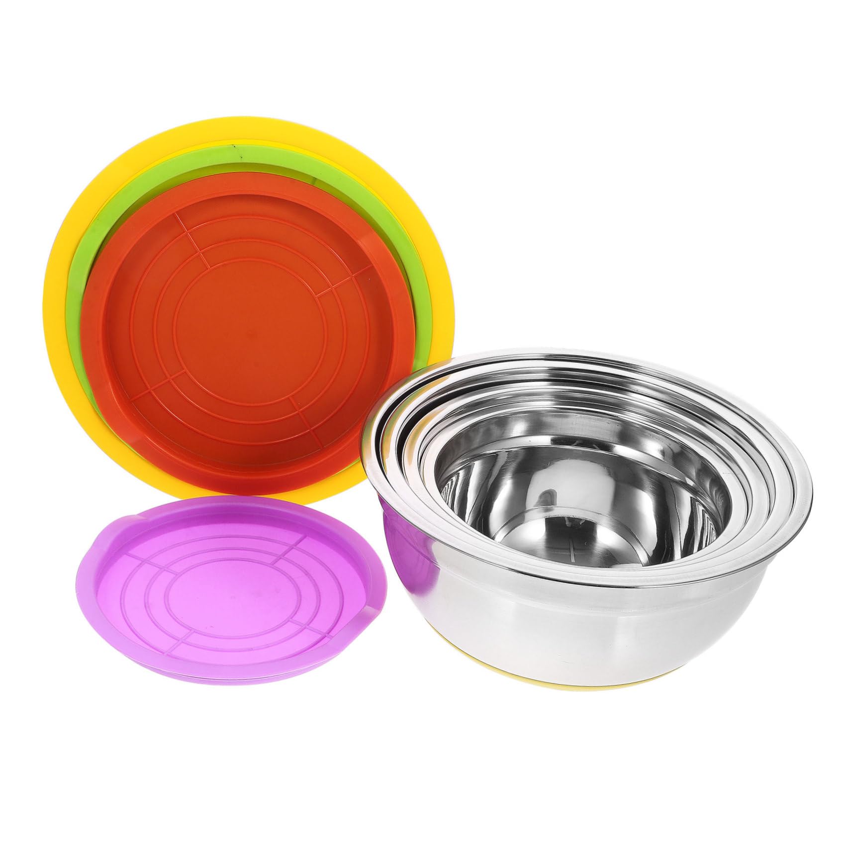 MAGICLULU Bol de Cocina Antideslizante de Acero Inoxidable Tapa, 4 Piezas