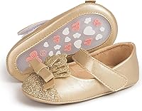 Vista 5 de Zapatos Mary Jane para bebés con lazo de moño, suela antideslizante de algodón, para niñas, primeros pasos, estilo princesa, para cuna, boda
