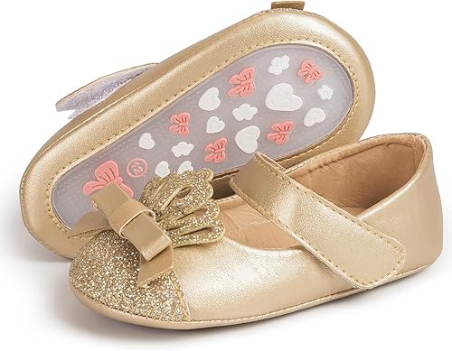 Miniatura 5 de Zapatos Mary Jane para bebés con lazo de moño, suela antideslizante de algodón, para niñas, primeros pasos, estilo princesa, para cuna, boda