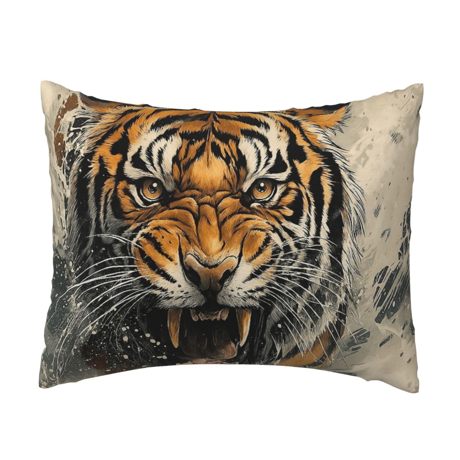 Fierce Tiger & Waves Pillowcase Soft Plush with Zipper Decorative Pillowcovers 16x20 in