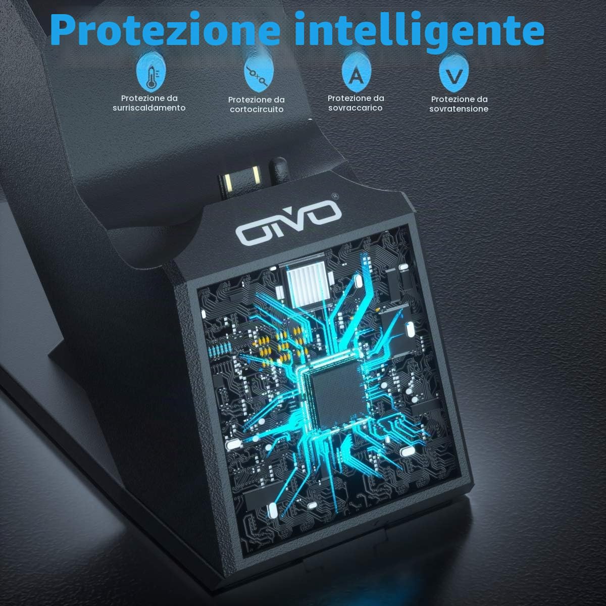 OIVO Ricarica Controller PS4, Caricatore Rapido per Joystick PS4 con Indicatore LED, Base di Ricarica Doppia per Sony Playstation 4/Slim/Pro