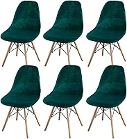 Vista 17 de TOPCHANCES Funda elástica para silla, fundas de silla de mediados de siglo, fundas de terciopelo para sillas sin brazos, protector de silla lavable