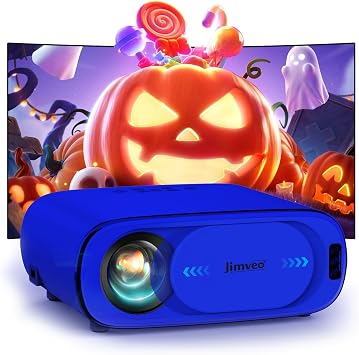 [AI Auto Focus/Auto Lens Cap] Outdoor-Projector-4K with WiFi 6 and Bluetooth Portable Projector with Auto 6D Keystone & Zoom, Jimveo Native 1080P Movie Proyector 2026 UpgradedDark Blue