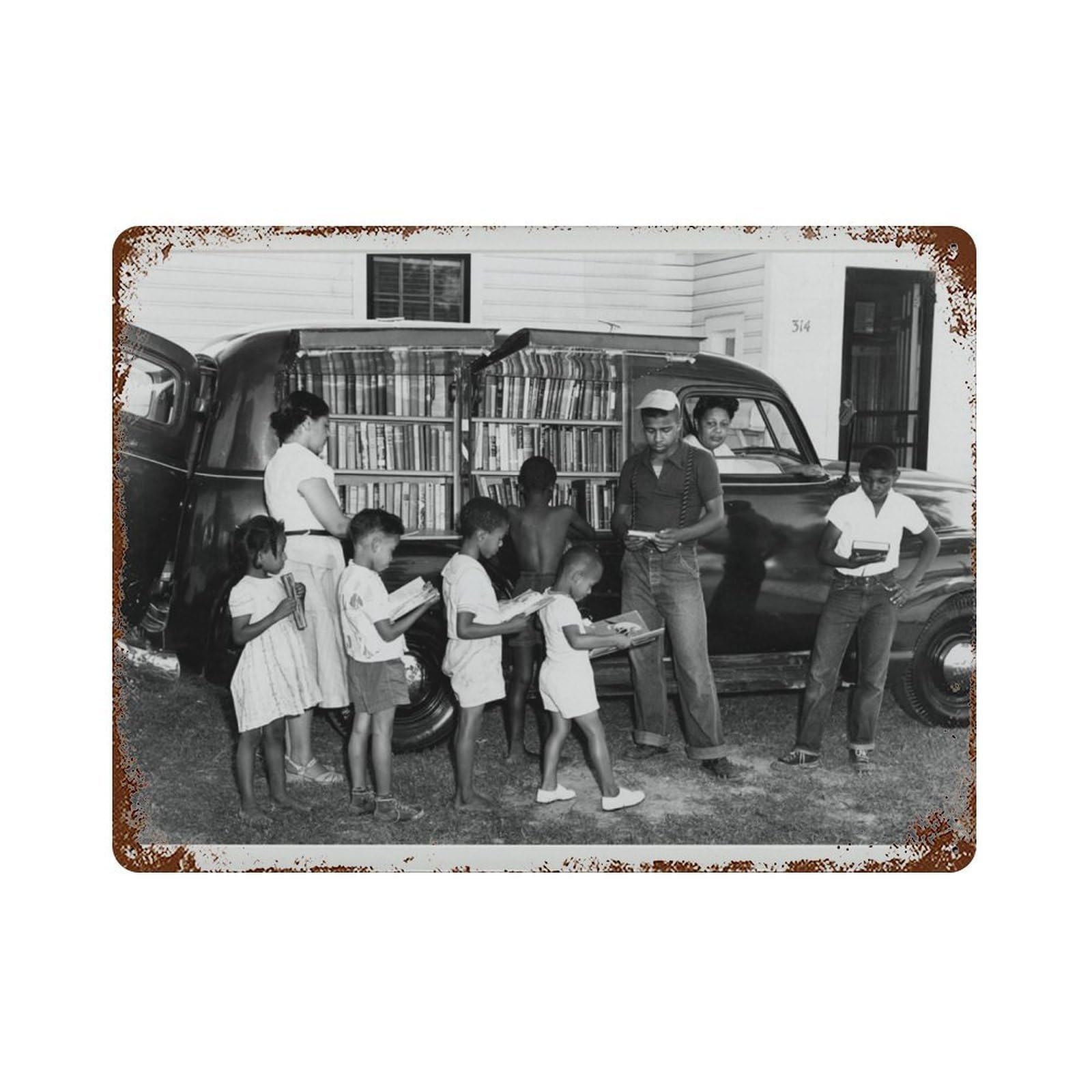 xiaoxiaoshen Photos of African American Children, Black And White Retro North Carolina Wall Decor Art Metal Tin Poster Modern Home Decor Art Home Bar Shop Decorations Vintage Sign 30x40cm