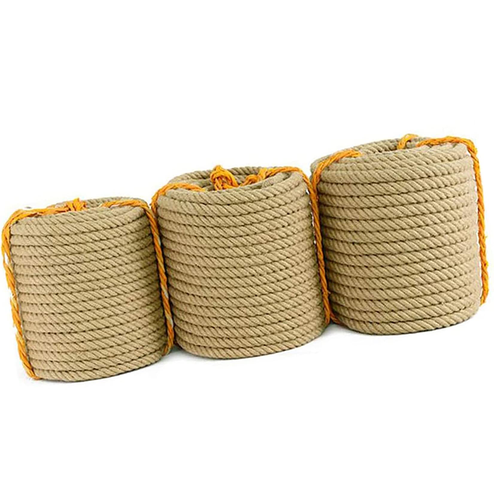 Corda di iuta naturale, 100 m, corda di canapa intrecciata per uso multifunzionale, ideale per giardinaggio, ringhiere, altalene sospese, solida treccia resistente