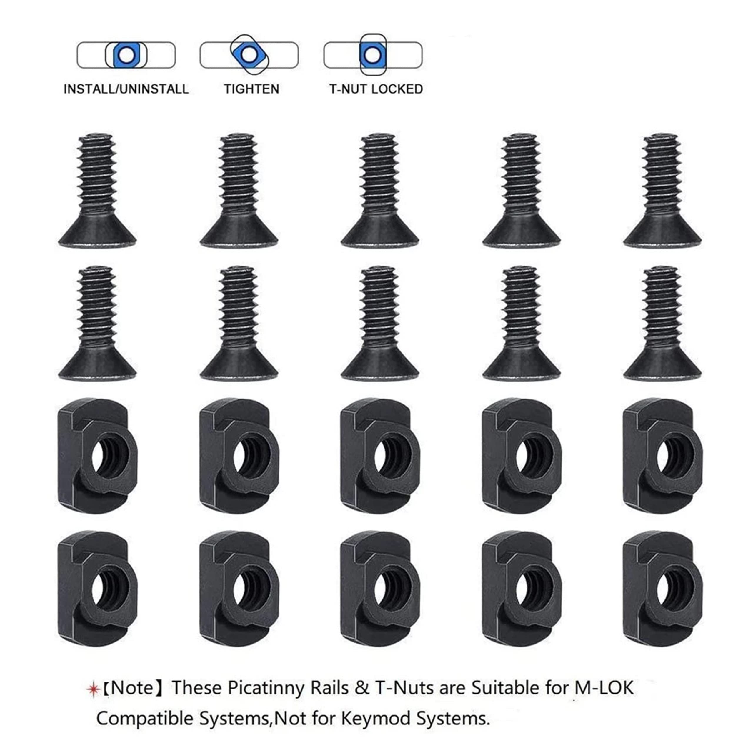 Szyna Picatinny Pack 5 brązowych szyn + śruby Mlok i klucz Airsoft do karabinu 20/21 mm taktyczny adapter Weaver akcesoria pistolet myśliwski wizjer paintball ręka Keymod
