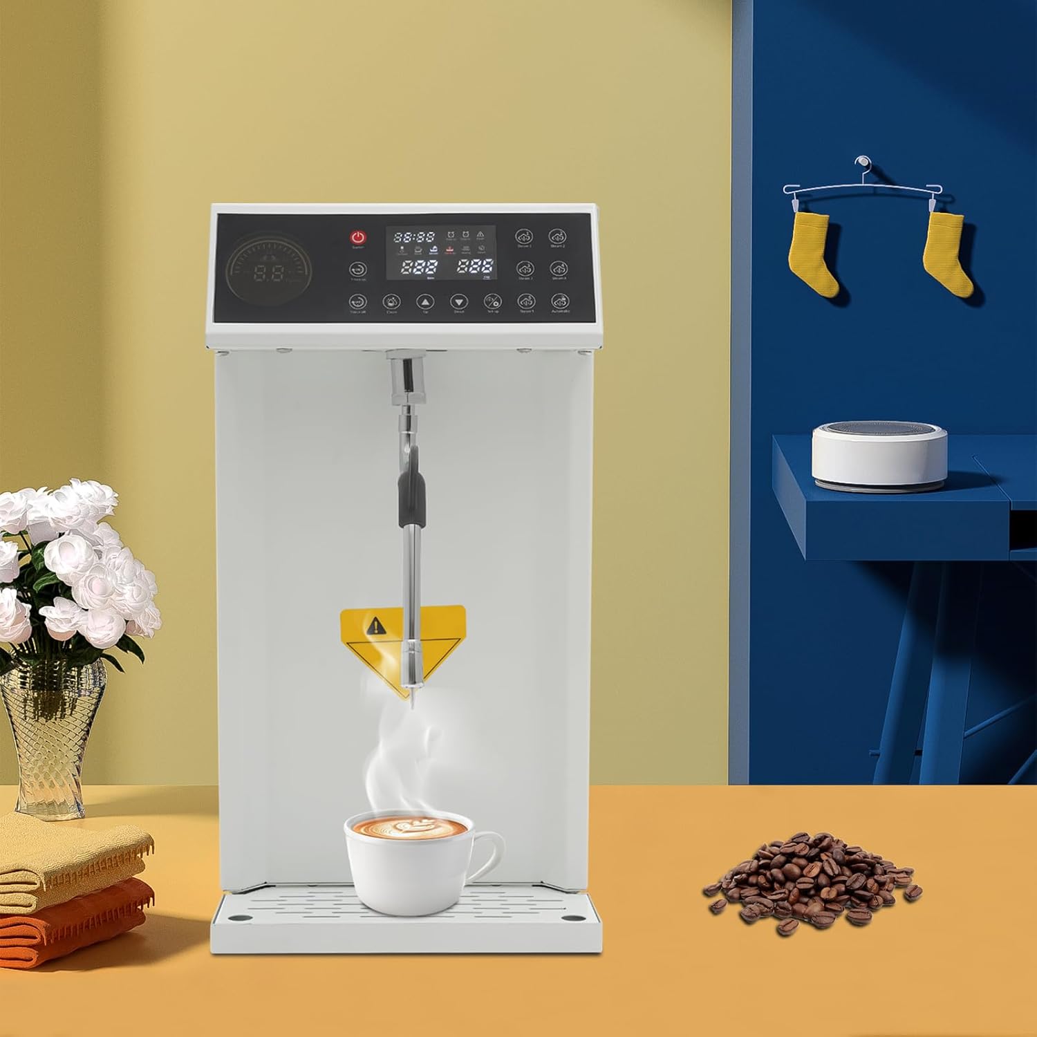 Milk Frother Machine, Variable Temp and Froth Thickness Milk Frother Steamer, Memory Function for Latte&Hot Chocolate for Shop Coffee Tea