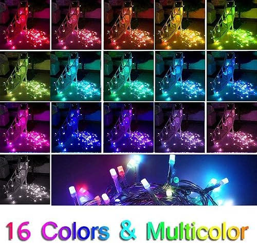 Miniatura 2 de OYCBUZO 200 luces LED de Navidad que cambian de color, tira de luces coloridas conectables con control remoto, impermeable, verde, azul, morado,
