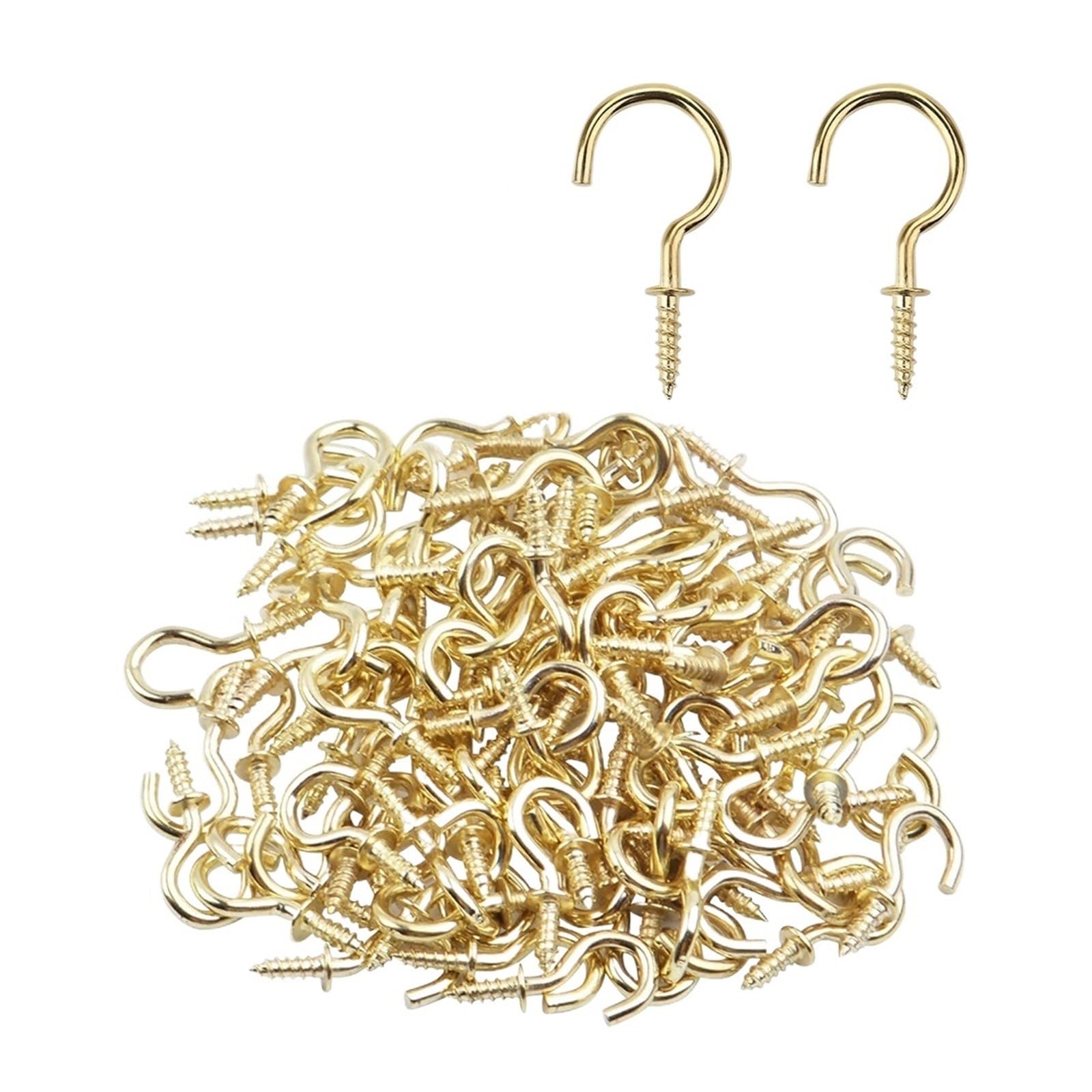 Metalowe haki sufitowe, wkręcane haki oczkowe, 20 szt. 1/2 5/8 3/4 7/8 cala Wytrzymałe haczyki na kubki Śruba na ramię(Gold,12 inch)