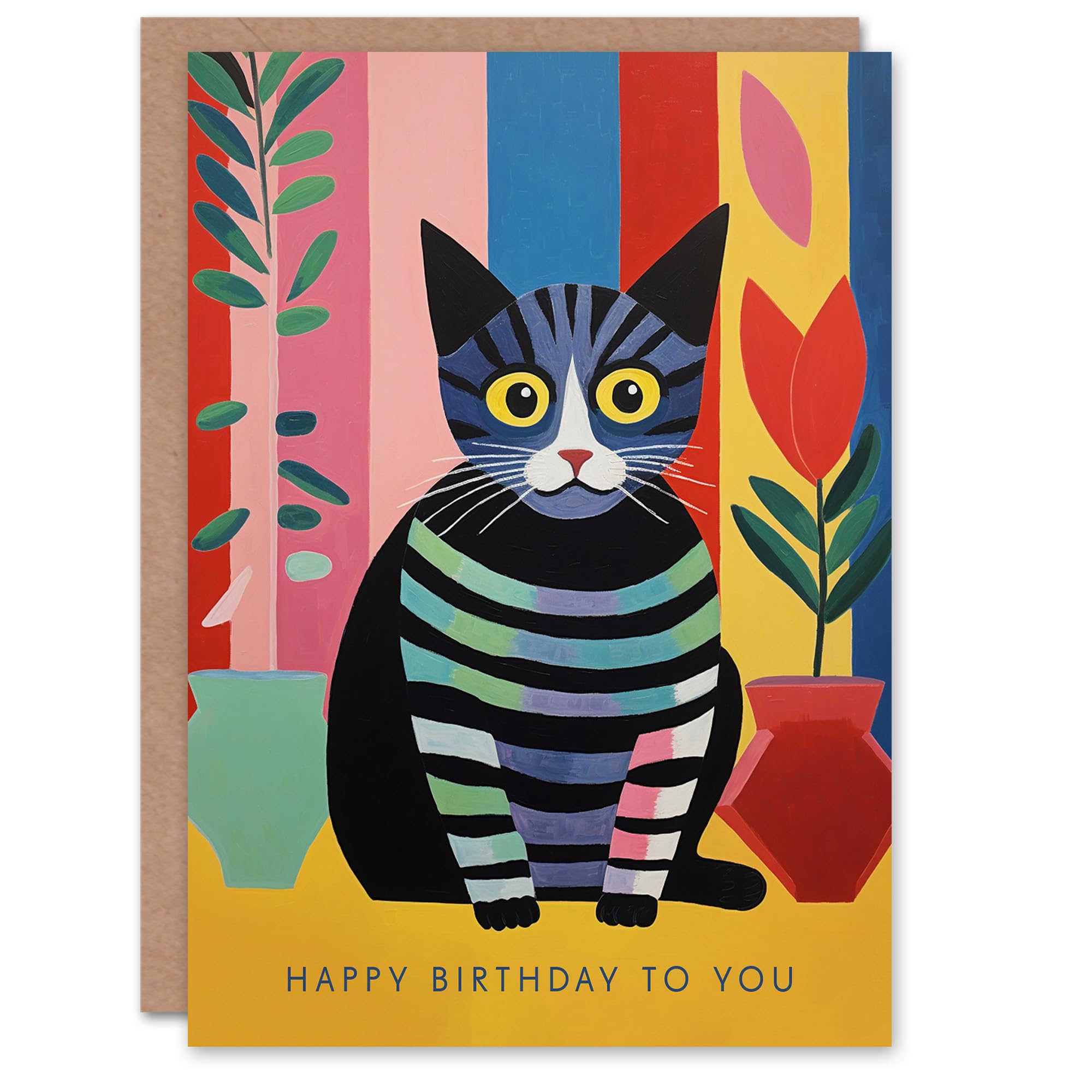 Artery8 Birthday Greeting Card - Cat Lover - Plants - For Him Her