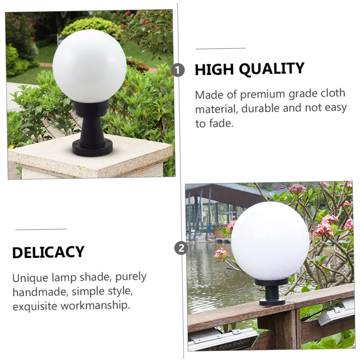 Alipis Paralume Sferico Acrilico 30 Cm Diametro Latte Opaco Protezione Lampada Esterna Giardino Sostituzione Globo Luminoso Solido per Applique da Parete e Illuminazione Esterna