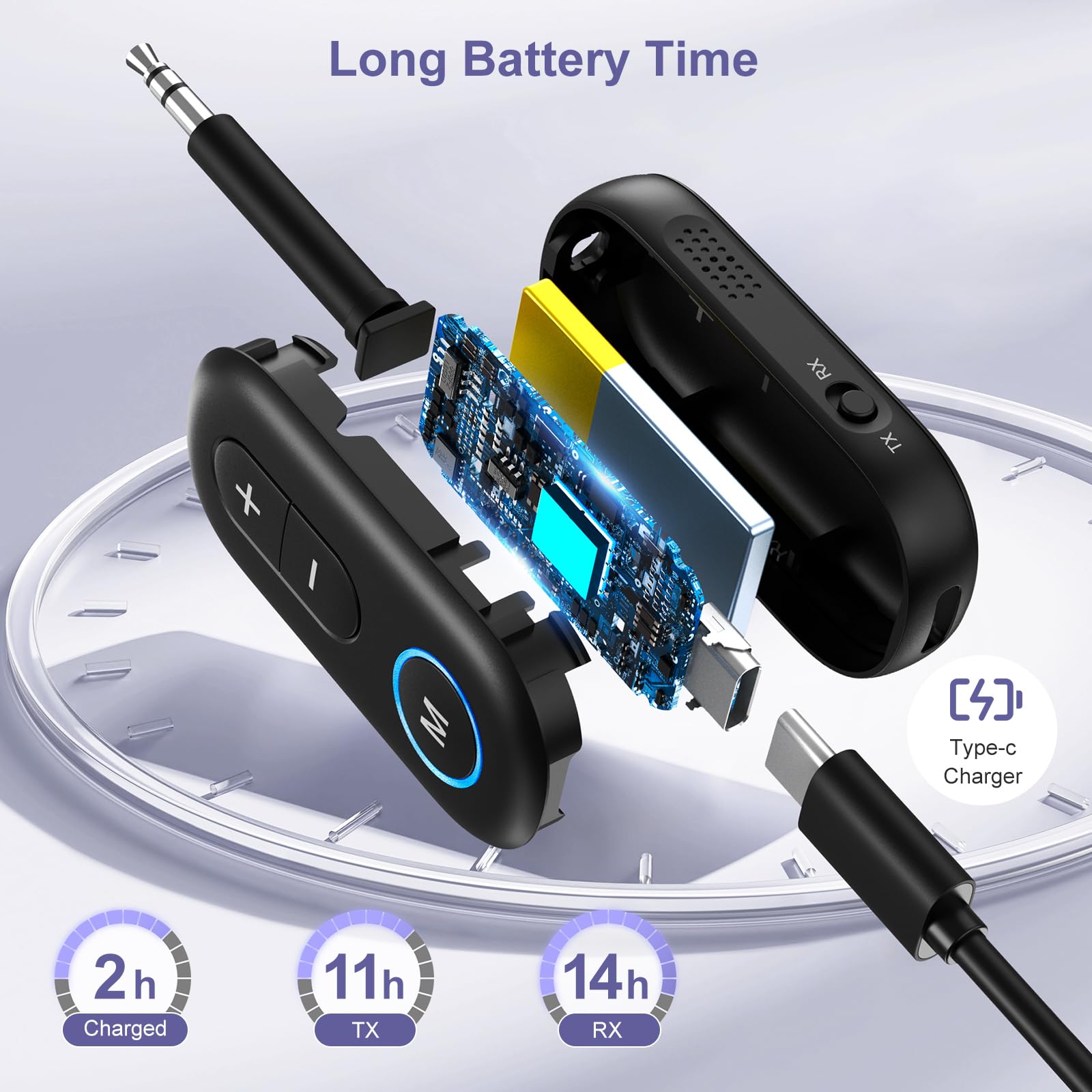 Adaptateur Audio Bluetooth 5.0 2 En 1 - Récepteur Et émetteur, Prise Jack 3.5 Mm - Pour Voiture, Chaîne Hi-fi, TV