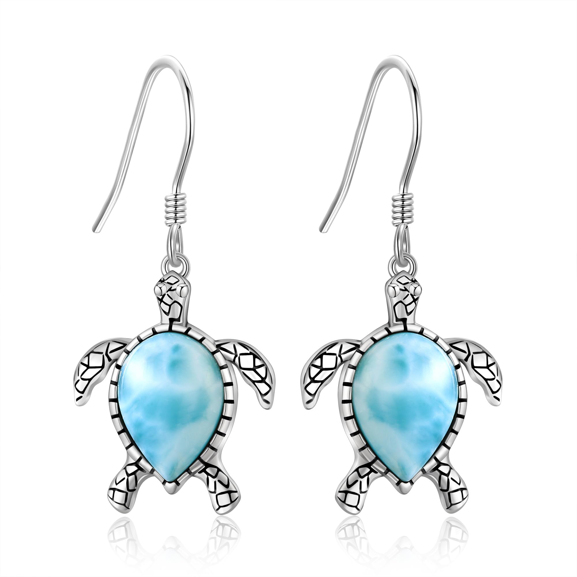 JERWLI Jellyfish/Starfish/Mermaid/Turtle/Octopus/Shark Earrings 925 Sterling Sliver Larimar Ocaen Jewelry Gifts for Women
