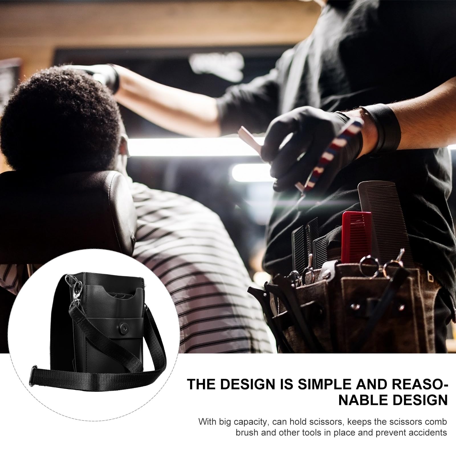 Artibetter Borsa in Pelle di Bovino Cintura Regolabile, Custodia per Forbici Professionale dal Grande Capacità, Stile Semplice per Domestico e Professionale