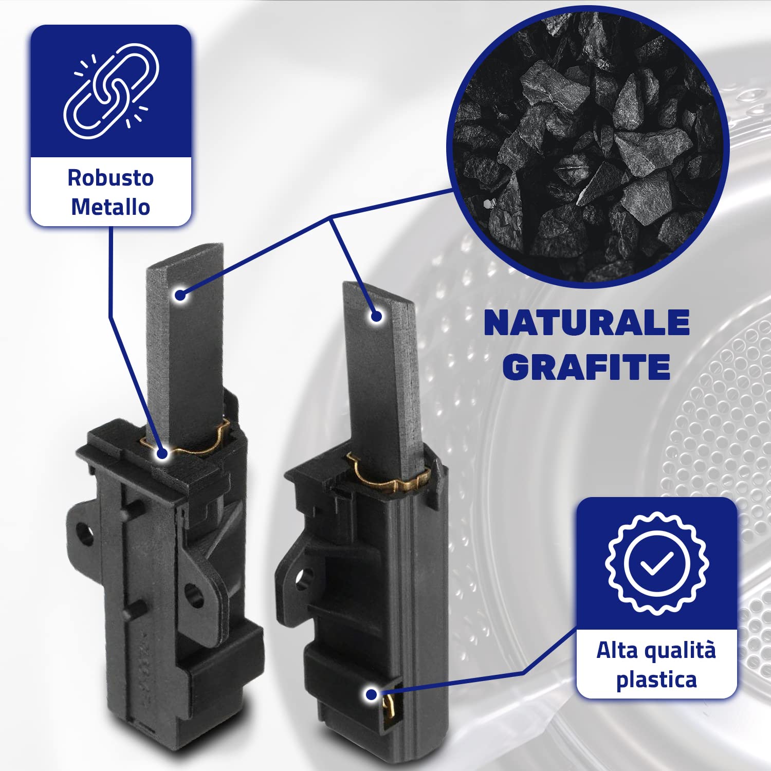 IGNIS WHIRLPOOL COPPIA SPAZZOLE CARBONCINI MOTORE SOLE LAVATRICE - 481281729603 - Foto 2