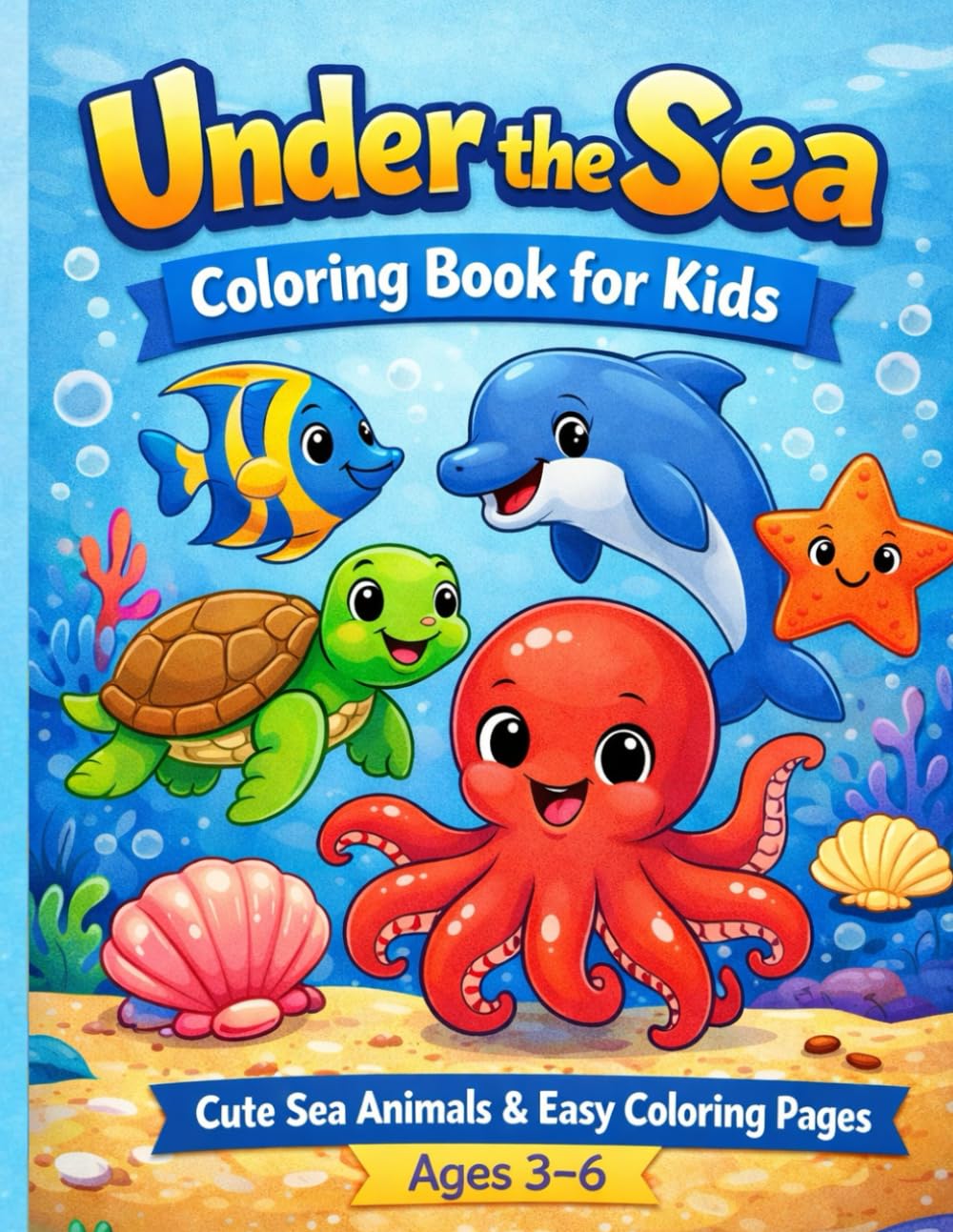 Under the Sea Coloring Book for Kids: Cute Sea Animals & Easy Coloring Pages