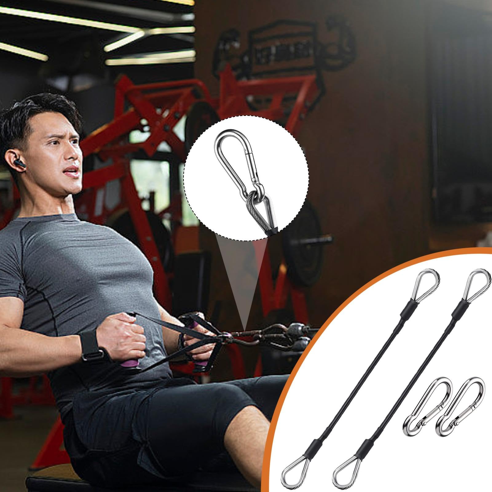 Câble Entraînement Triceps 2x Câbles Acier LeeQinersw Pour Poulie Fitness - Rallonge Remplacement Machine Musculation Poulie Acier 6mm