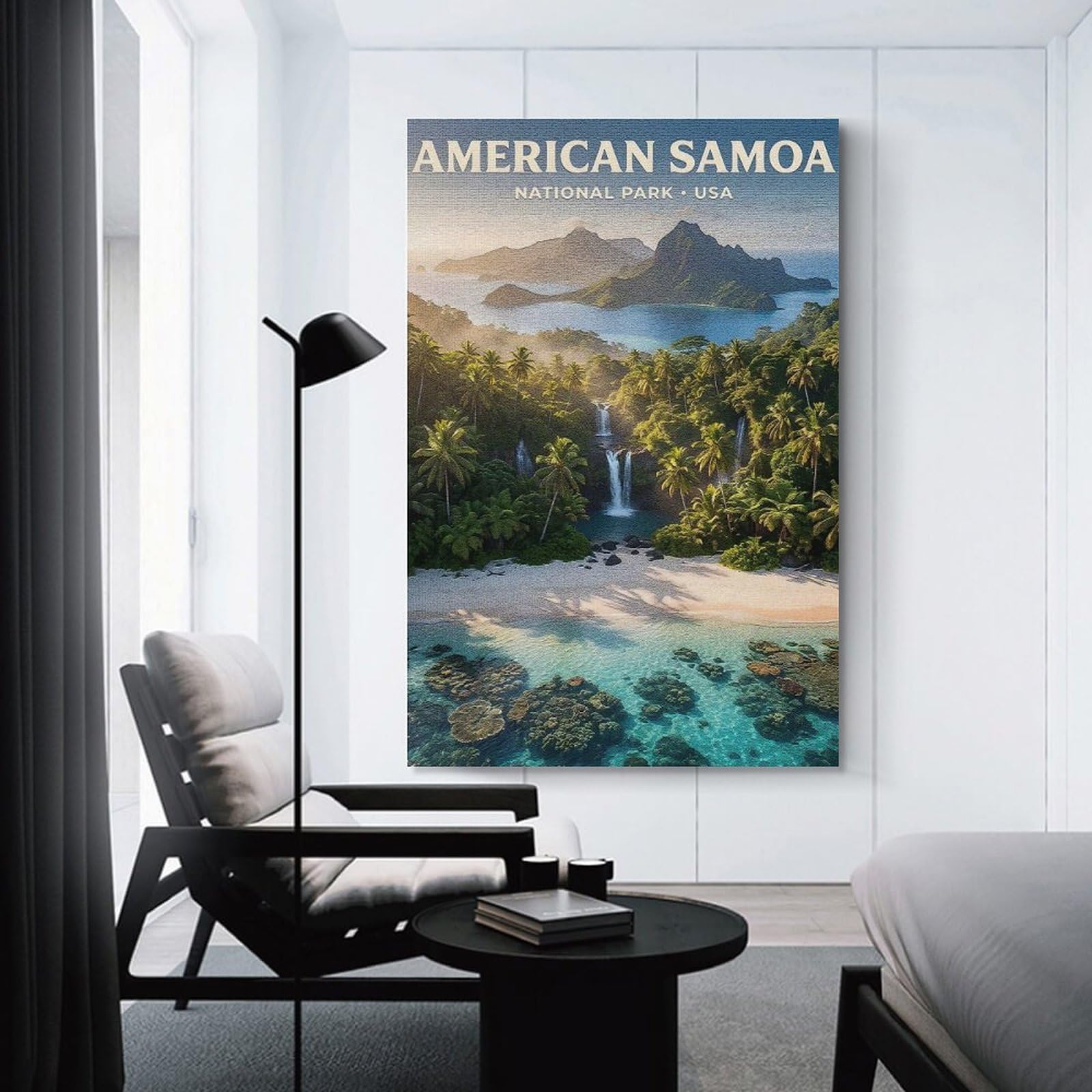 Junmoney American Samoa National Park Canvas Art Print, 08x12inch(20x30cm), for Restful Interiors, Bedrooms Or Small Rooms, A Warm Accent for Relaxed Interiors