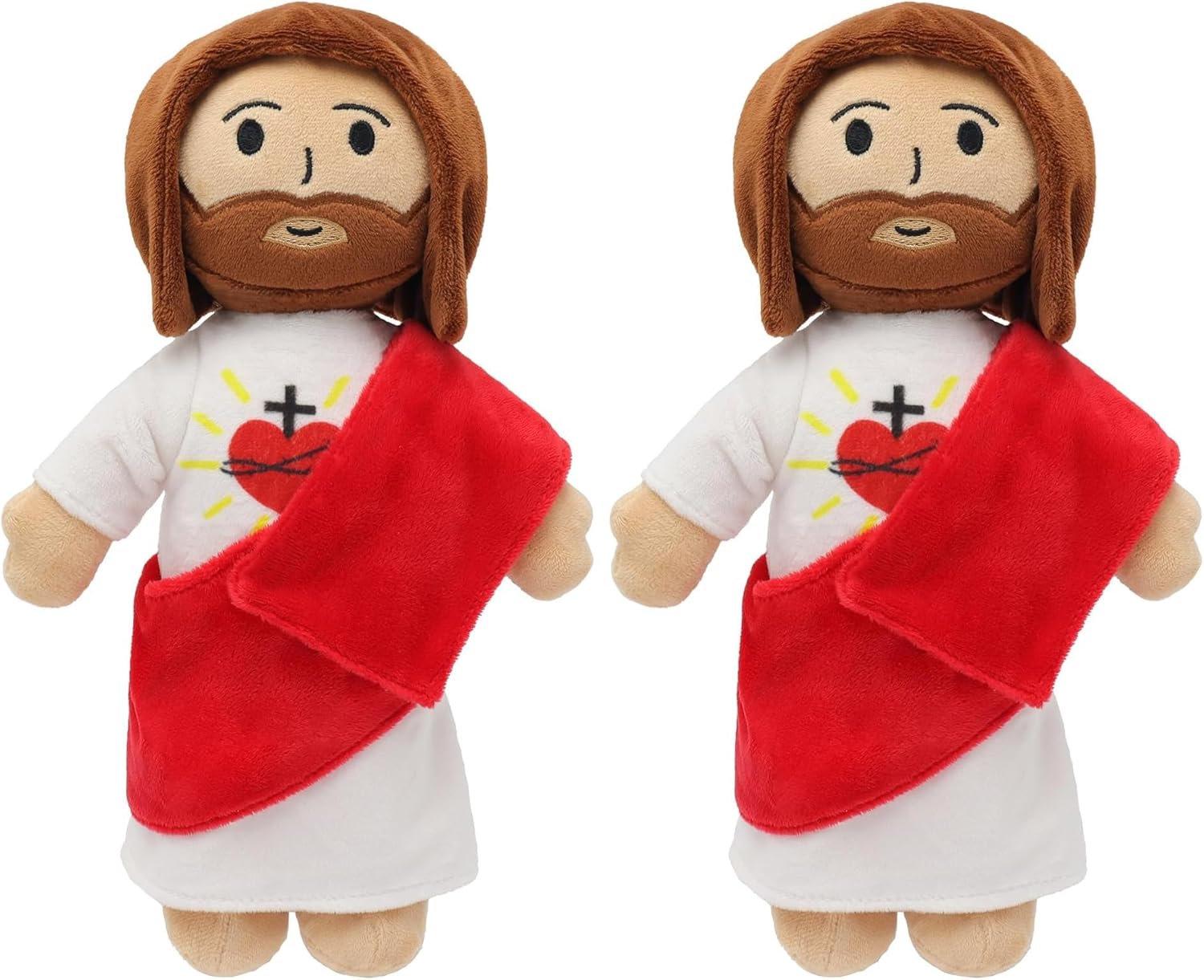 Yelakey 13" Jesus Plush Toy Heart of Jesus Plushie Savior Stuffed Doll for Church Sunday School Religious Easter Gift for Children Kids (Pack of 2)