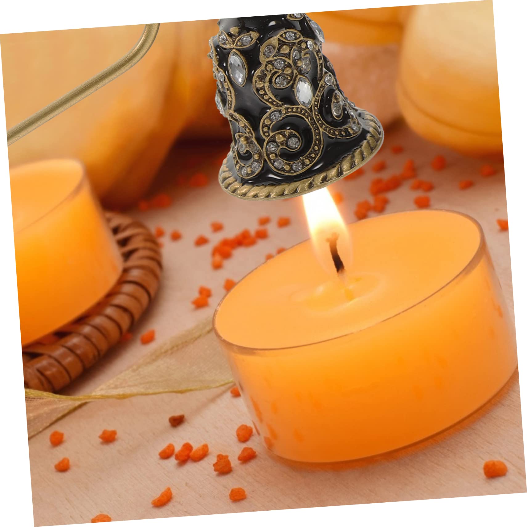 OUNONA Rhinestone Flower Candle Snuffer Long Handled Candle Accessory for Extinguishing Elegant Design for Home Weddings Parties and Events Construction