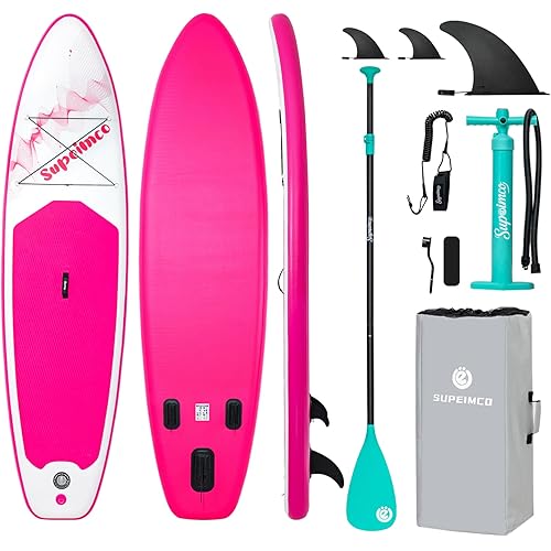 Inflatable Stand Up Paddle Board - Upgraded Glue-Free Hot Melt Technology, Long Service Life, 10'6", Anti-Slip EVA Deck, Full SUP Accessories, Included for Adults Youth All Skill Levels