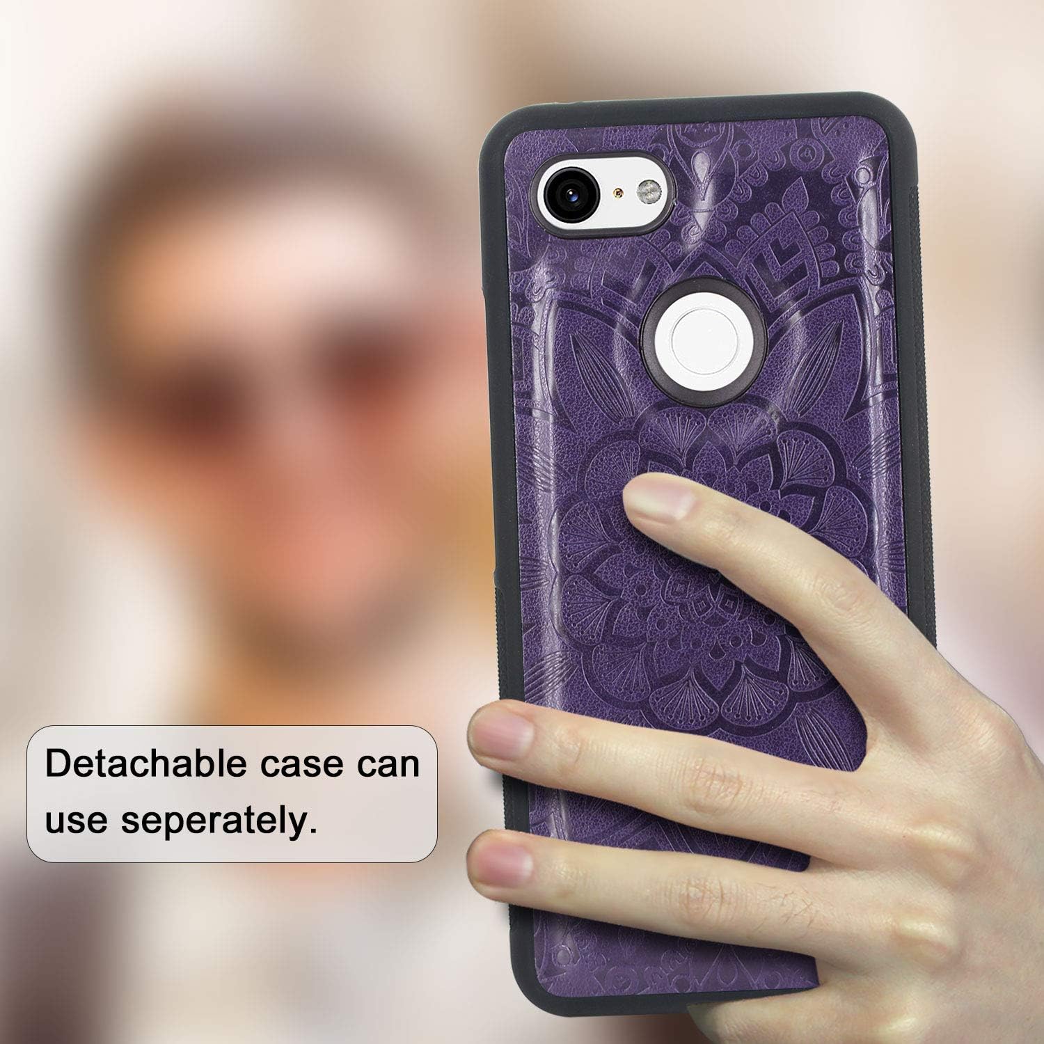 Harryshell Google Pixel 3 XL Case, Detachable Magnetic 12 Card Slots Wallet Case Shockproof PU Leather Flip Protective Cover Wrist Strap for Google Pixel 3XL (Flower-Purple)