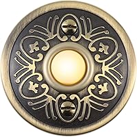 Vista 14 de Timbre de puerta con iluminación de metal resistente vintage, botón de timbre LED rectangular de bronce de 3.15 pulgadas, interruptor de timbre