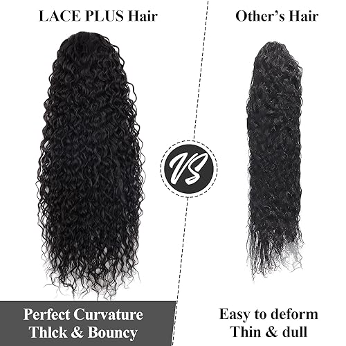 Miniatura 4 de Extensión de cabello rizado de 32 pulgadas de largo, cola de caballo sintética con clip instantáneo, resistente al calor, marrón oscuro (#2), 6.70