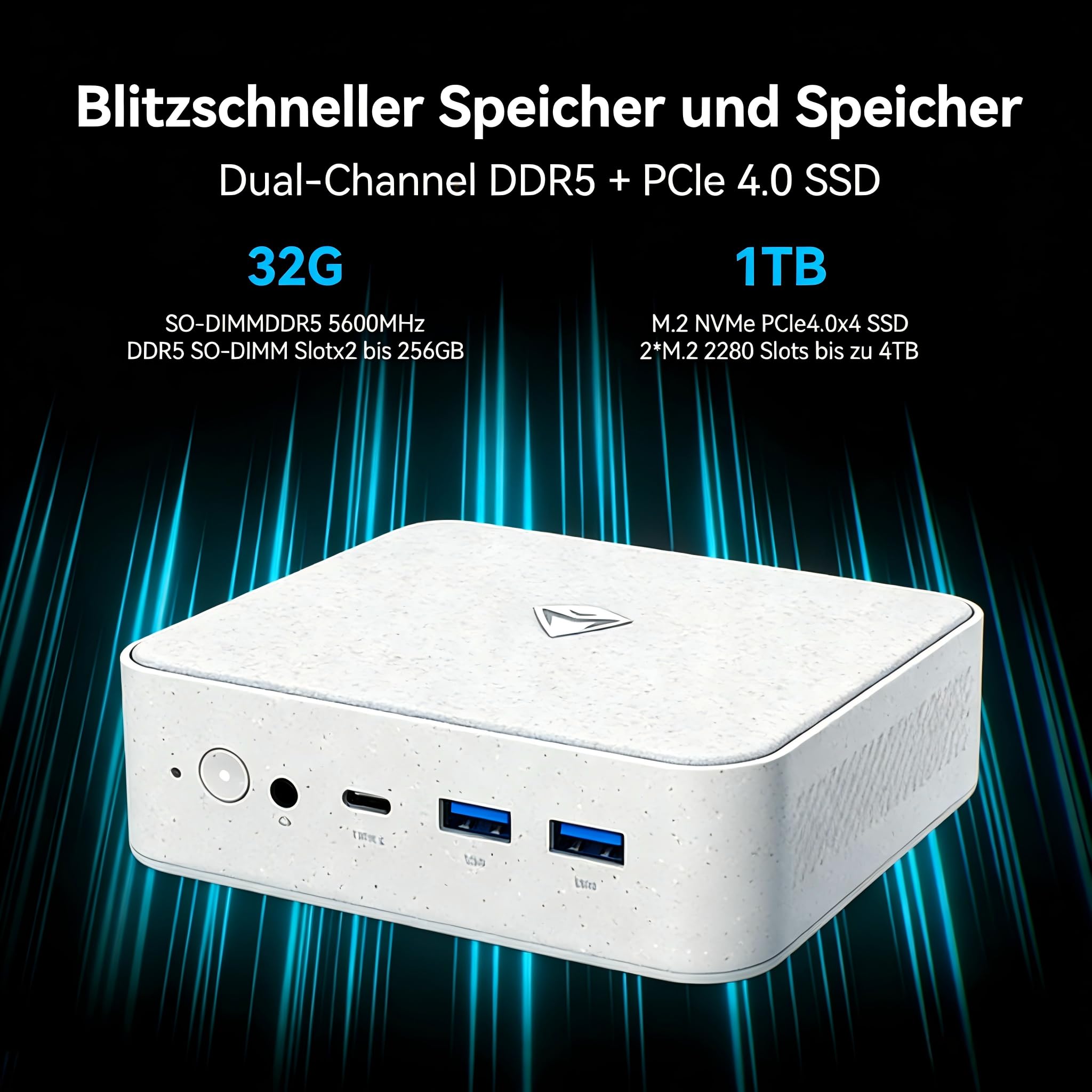 Machenike MM Mini PC, Ryzen 9 7940HS, 32GB DDR5 1TB SSD, Klein PC, Radeon 780M, Dual 2.5G LAN, USB4 Triple 8K Display, Desktop Computer für Büro, Homeoffice, Programmierung, Gaming (Grau)