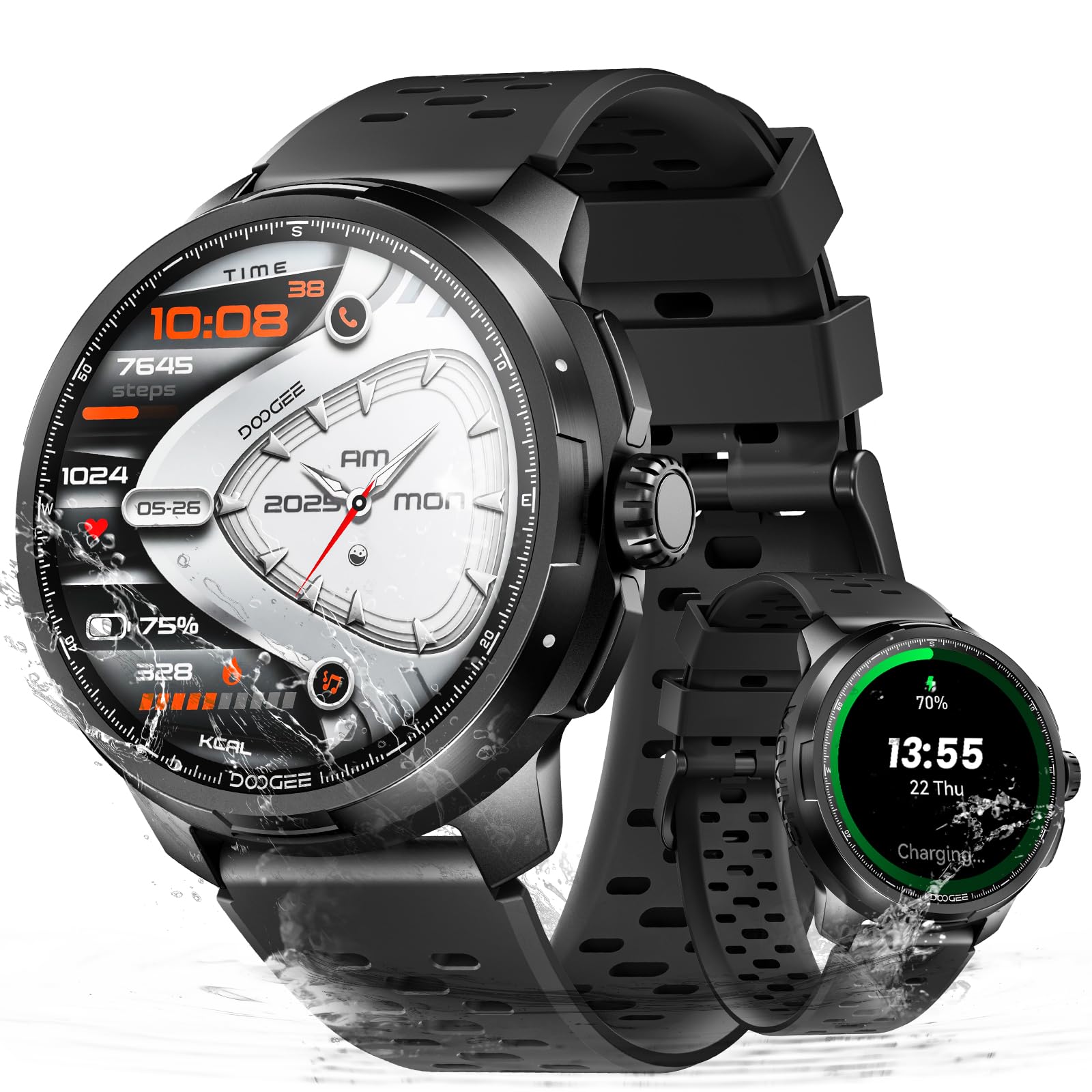 ANYMOVINGM1-Nero Smartwatch fitness uomo GPS dual-band, 170+ sport, Assistente AI, AMOLED 1,5", 20 giorni, 5ATM+IP68
