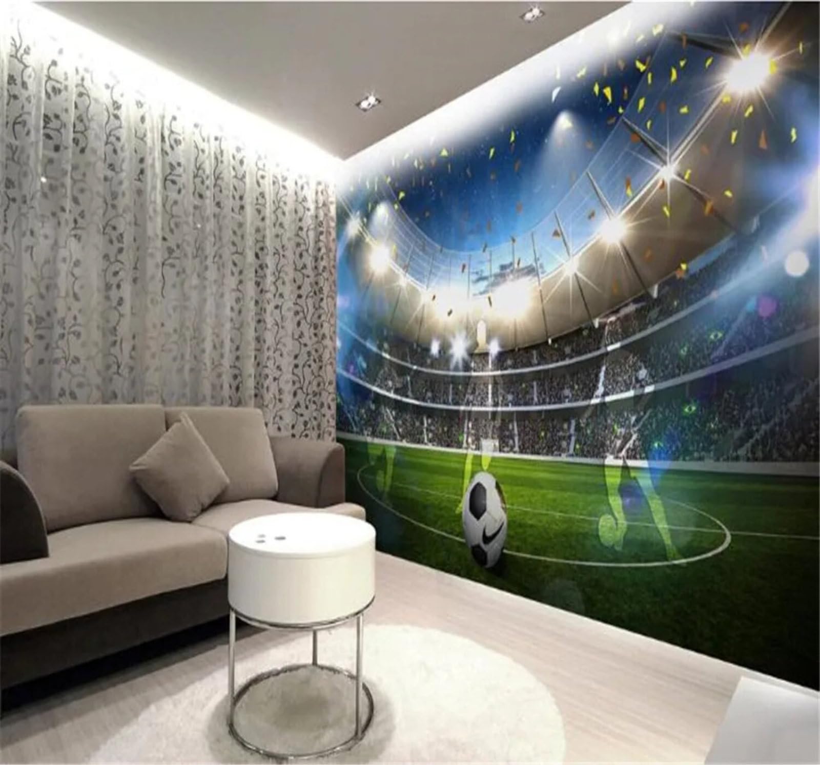 Tzxztt 150Cm×105Cm(B×H) Three Dimensional Large Football Football Pitch Sport Modern 3D Wallpaper Premium Textured Silk Neutral Tones Material Ideal For Living Room Bedroom-150Cm×105Cm