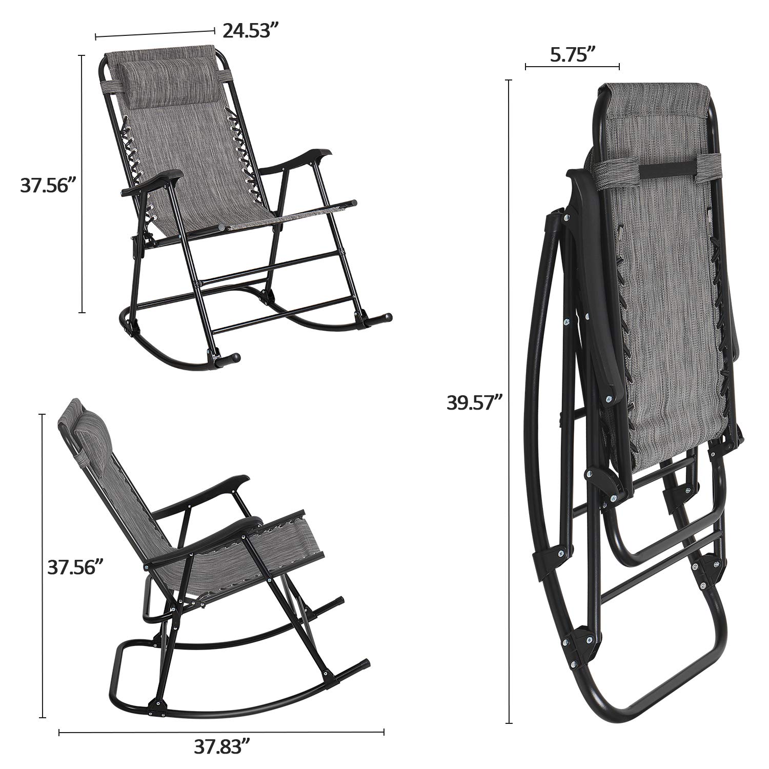 Furniwell Patio Rocking Zero Gravity Chairs Outdoor Wide Recliner