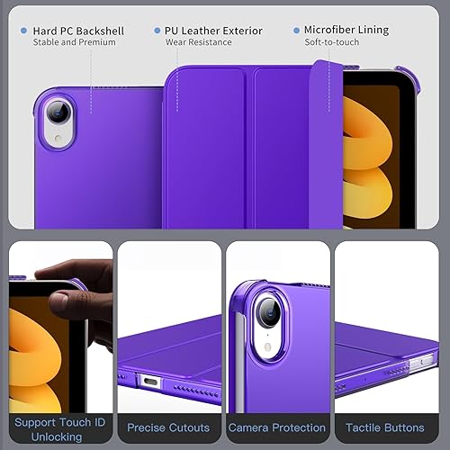 Miniatura 219 de MoKo Funda para iPad mini 7 (A17 Pro) Generation Case 2024, iPad mini 6 2021, funda delgada y ligera de 8.3 pulgadas de carcasa de policarbonato