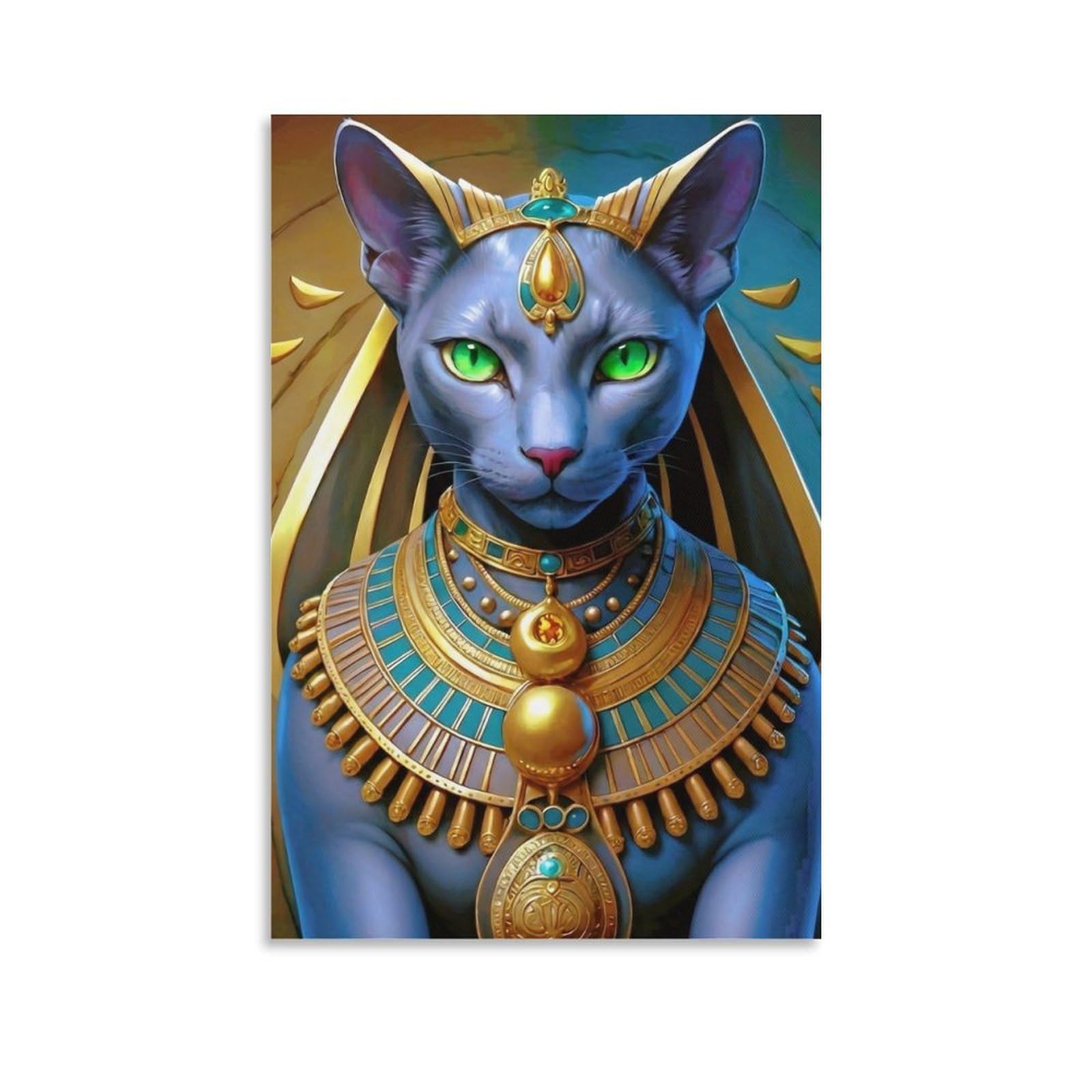 DHBANEIOK Egyptian Cat Goddess Poster Artwork Giclee Canvas Prints Modern Canvas Wall Art Picture Wall Hanging for Bedroom Living Room Decor 20x30inch(50x75cm)