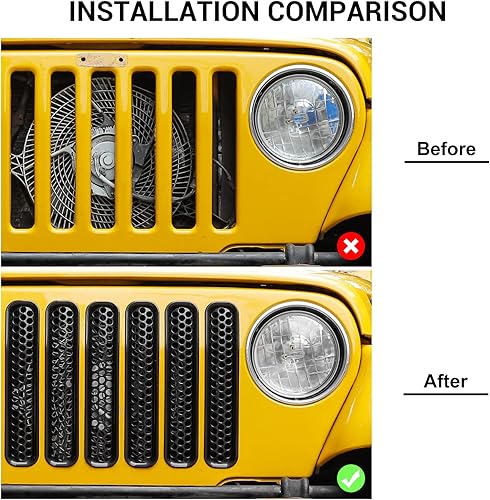 Miniatura 2 de JeCar para Jeep TJ Grill Inserts, Insertos de rejilla de malla para Jeep Wrangler TJ 1997-2006 (negro)