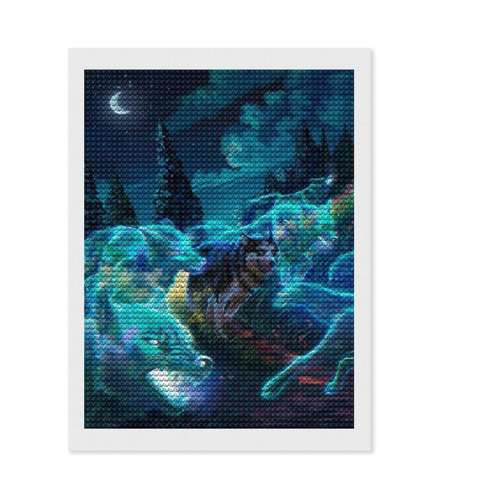 Junmoney One of The Pack Diamond Art Canvas 12"x16", for Beginners, Printed Canvas, Farmhouse Decor, Birthday Gift, Relaxing DIY Hobby