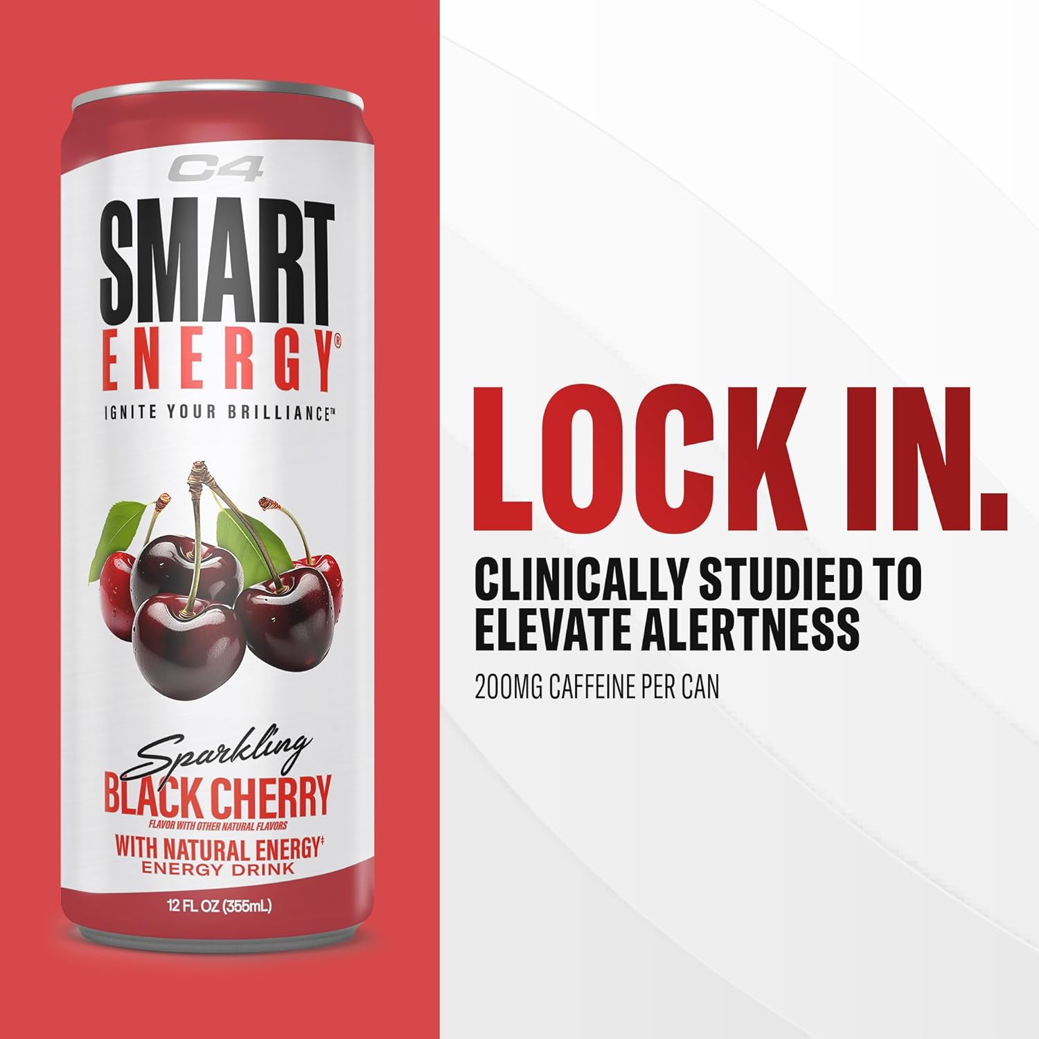 Cellucor C4 Smart Energy Drink - Sugar Free Performance Fuel & Nootropic Brain Booster, Coffee Substitute or Alternative | Black Cherry 12 Oz - 12 Pack - Image 4